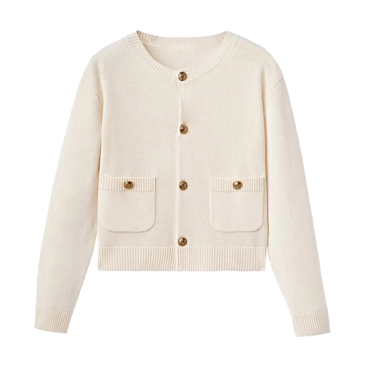 cream-off-white-beige-knit-cotton-soft-woolen-cashmere-knitted-gold-button-down-round-neckline-crew-neck-long-sleeve-cropped-cardigan-sweater-jacket-knitwear-jumper-coat-with-pockets-cozy-warm-women-ladies-teens-unisex-girls-fall-2024-autumn-winter-2025-chic-trendy-casual-semi-formal-neutral-basic-feminine-cute-elegant-classy-classic-old-money-parisian-stockholm-style-scandinavian-scandi-street-wear-back-to-school-modest-preppy-zara-revolve-aritzia-chanel-dupe