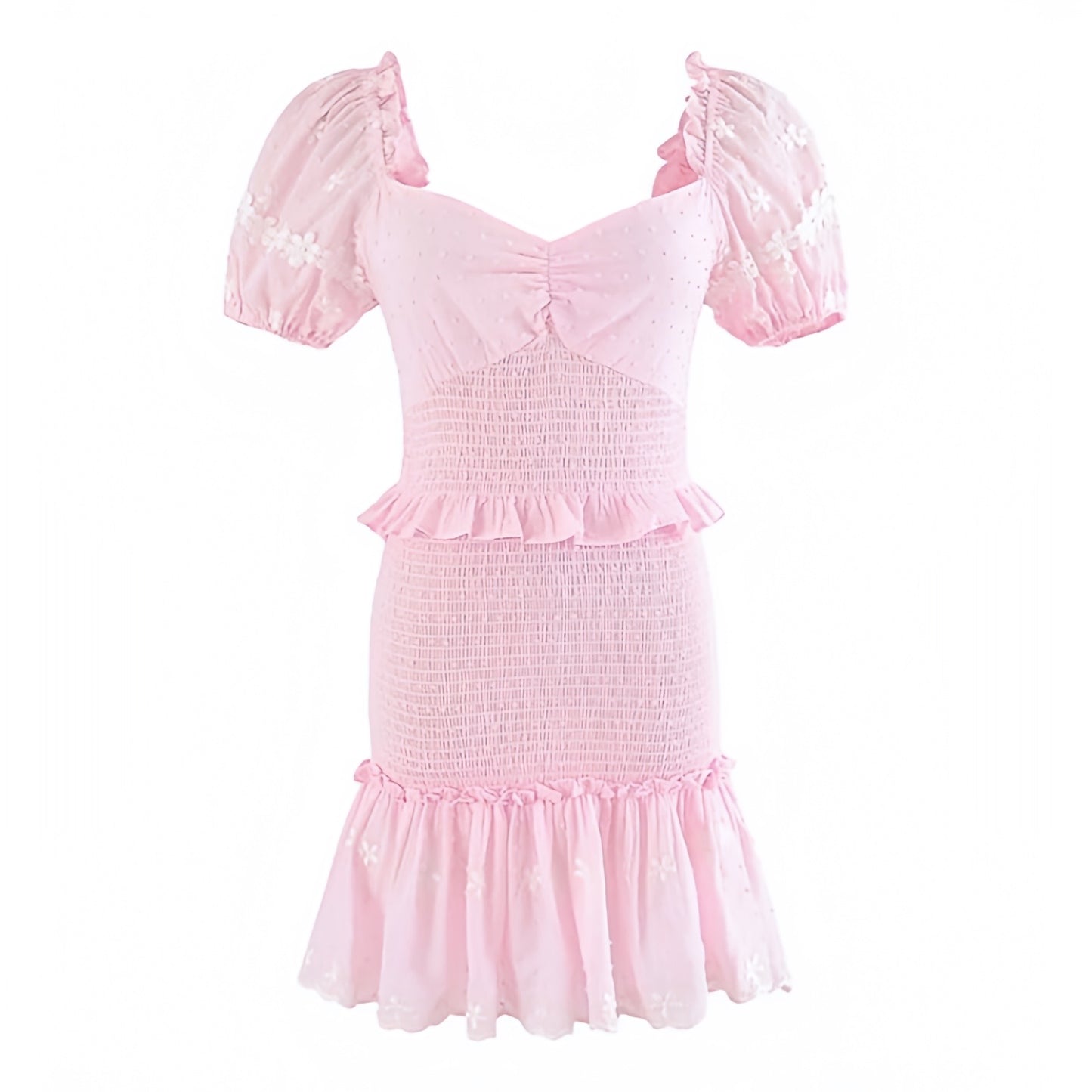 floral-print-light-pink-and-white-flower-patterned-embroidered-layered-ruffle-trim-smocked-v-neck-short-puff-sleeve-bodycon-mini-dress-women-ladies-chic-trendy-spring-2024-summer-elegant-semi-formal-feminine-casual-prom-party-easter-debutante-preppy-style-beach-vacation-sundress-gown-altard-state-loveshackfancy-fillyboo-hill-house-zimmerman-dupe