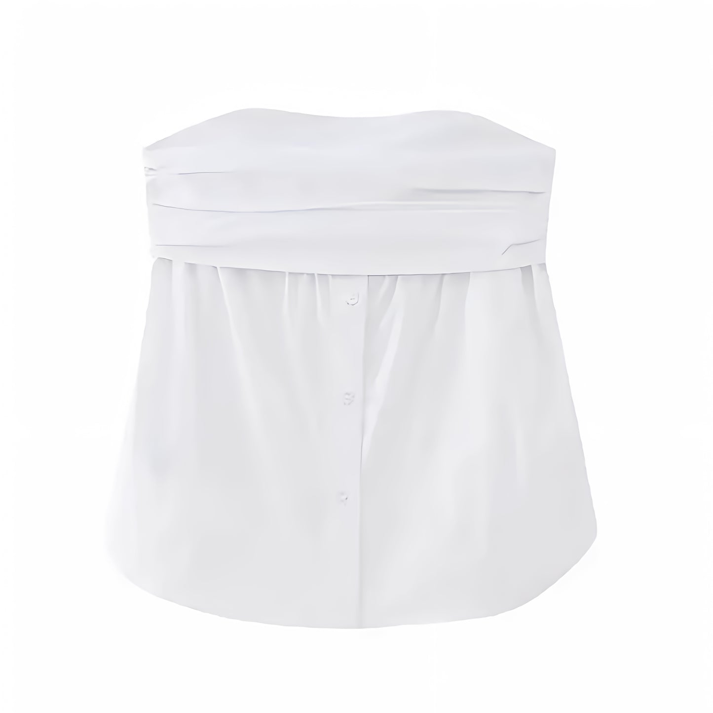 white-ivory-slim-fit-strapless-bandeau-sleeveless-ruched-linen-button-down-tank-camisole-tube-top-blouse-shirt-womens-ladies-chic-trendy-spring-2024-summer-elegant-casual-feminine-european-vacation-beach-wear-preppy-style-zara-revolve-brandy-melville