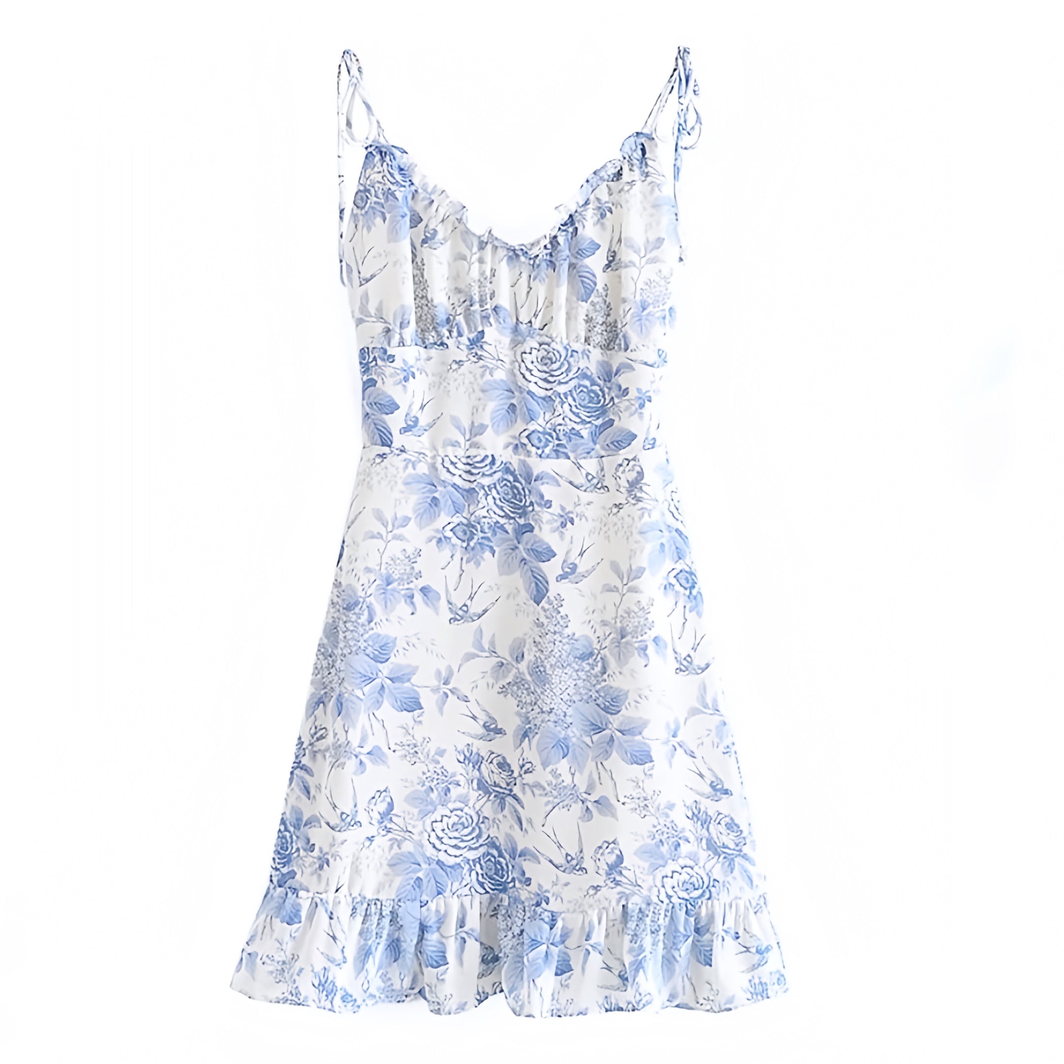 Light Blue Floral Print Ruffle Trim Slim Fit Sleeveless Mini Dress Dazey Hill Light Blue Floral Print Ruffle Trim Slim Fit Sleeveless Mini Dress Dazey Hill