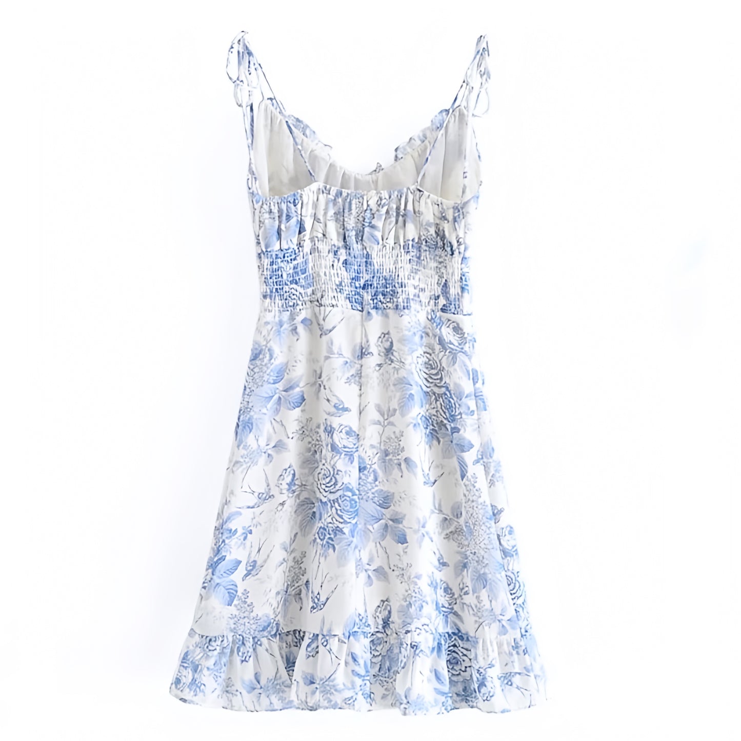 floral-print-light-blue-and-white-flower-patterned-layered-ruffle-trim-slim-fit-bodycon-smocked-spaghetti-strap-v-neck-sleeveless-backless-open-back-short-mini-dress-spring-2024-summer-chic-trendy-women-ladies-elegant-semi-formal-prom-party-classy-feminine-preppy-style-coastal-granddaughter-debutante-wedding-guest-beach-wear-vacation-sundress-loveshackfancy-altard-state-revolve-zara-princess-polly-urban-outfitters-brandy-melville