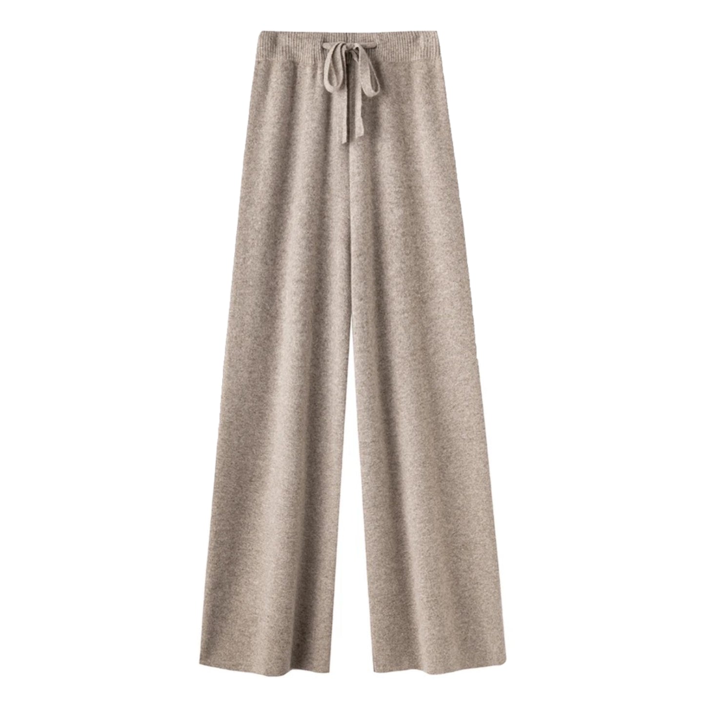Light brown knit straight leg mid-rise lounge pants for women made from soft, cozy, and thick knitted wool-blend fabric. These elevated knitwear trousers feature a relaxed silhouette and a classic mid-rise waist, ideal for casual or minimalist everyday wear. Perfect for cozy lounge days, streetwear layering, or après-ski outfits. Chic neutral color flatters all skin tones. Ships globally and worldwide to the US, UK, Canada, Australia, and throughout Europe.