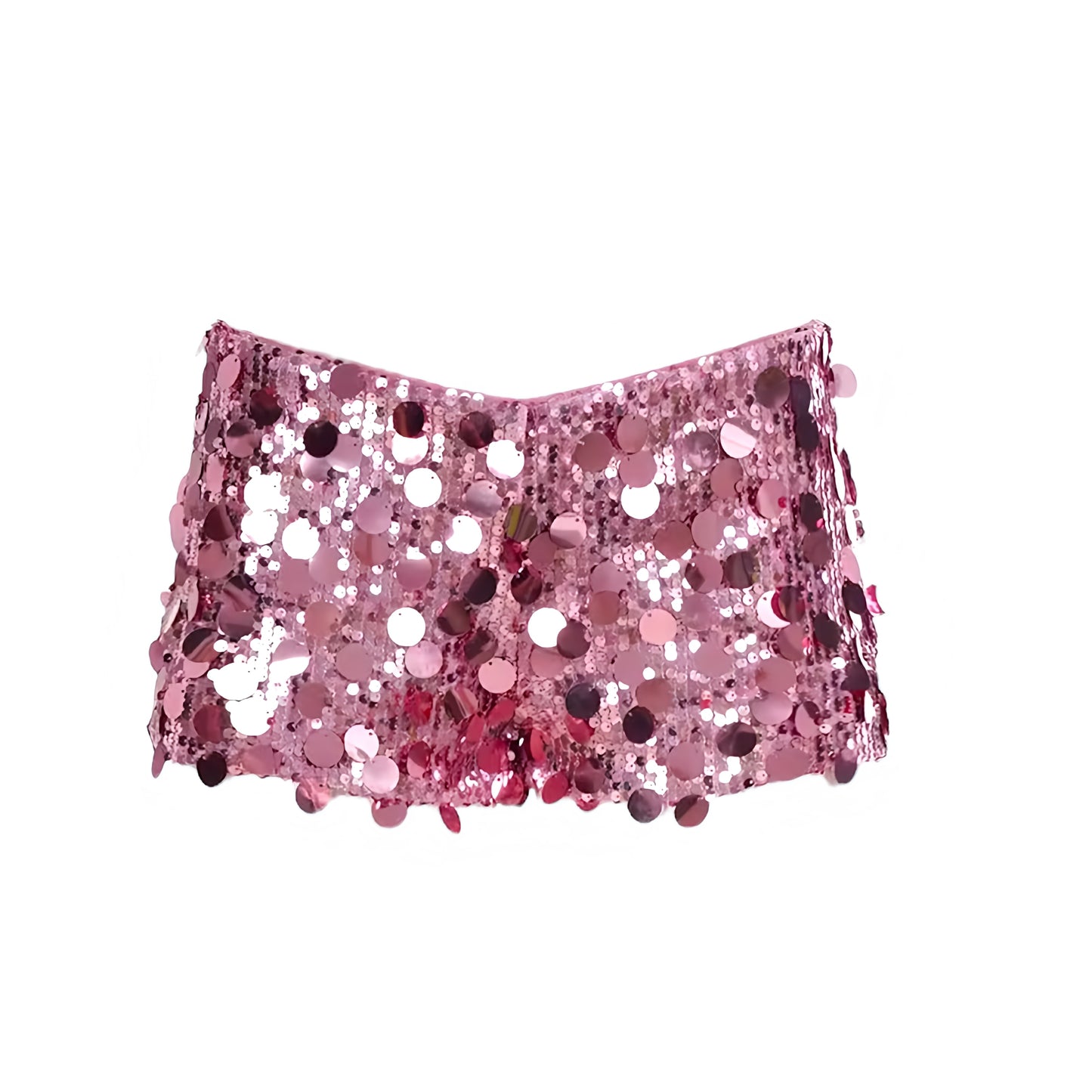 Pink sequin embellished metallic slim fit low rise mini booty shorts for women and teens chic boho Ibiza style Y2K sexy it girl that girl trendy rave concert club party festival night out summer vacation fashion 2025 with global international shipping USA Canada UK Europe Asia Australia