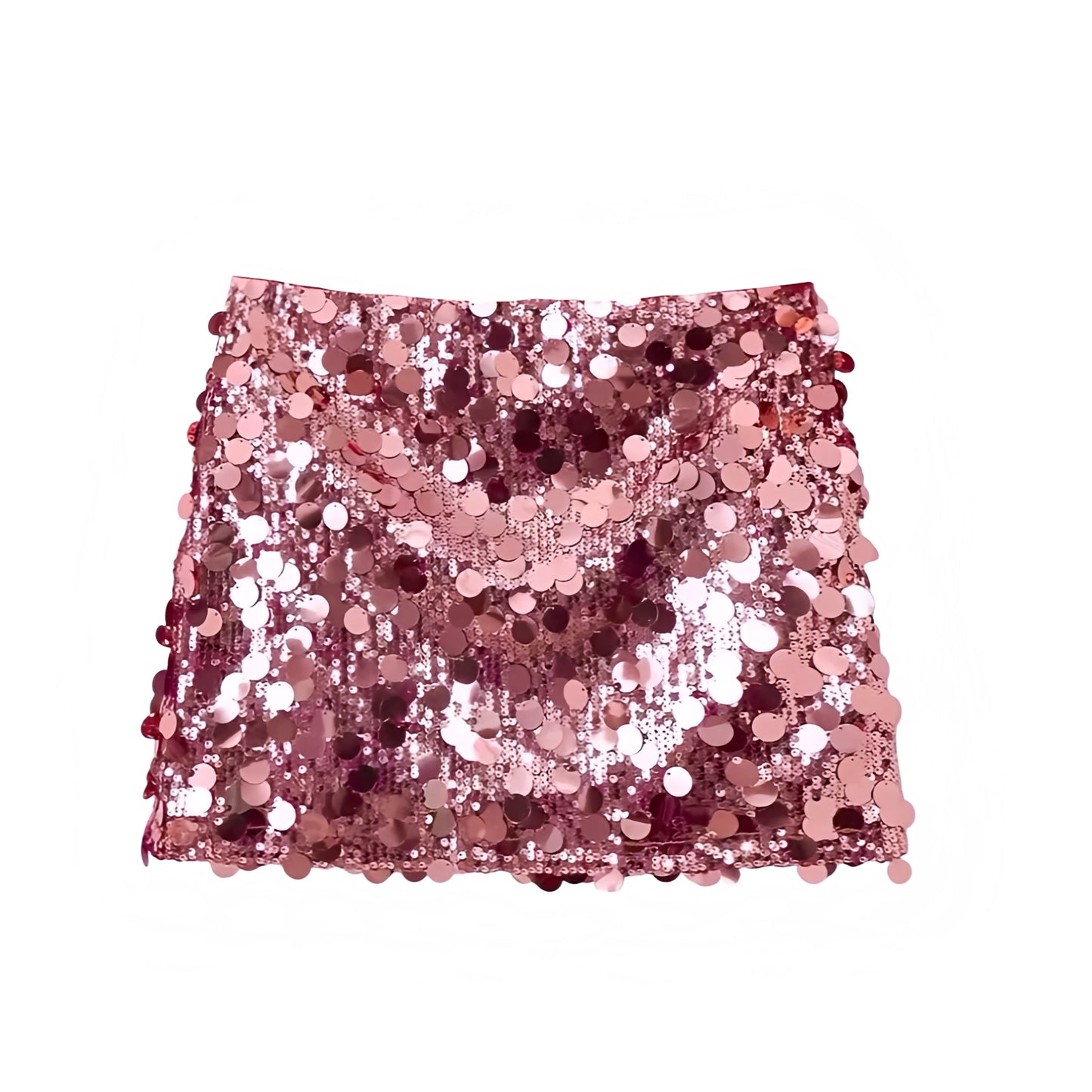 Light pink sequin embellished slim fit low-rise mini skirt, sparkly pencil/sheath; feminine sexy Y2K it-girl that-girl Ibiza style party club festival rave concert Euro summer vacation chic boho bohemian trendy 2025 for women/teens. Ships worldwide to US, UK, EU, AU, Canada & more.
