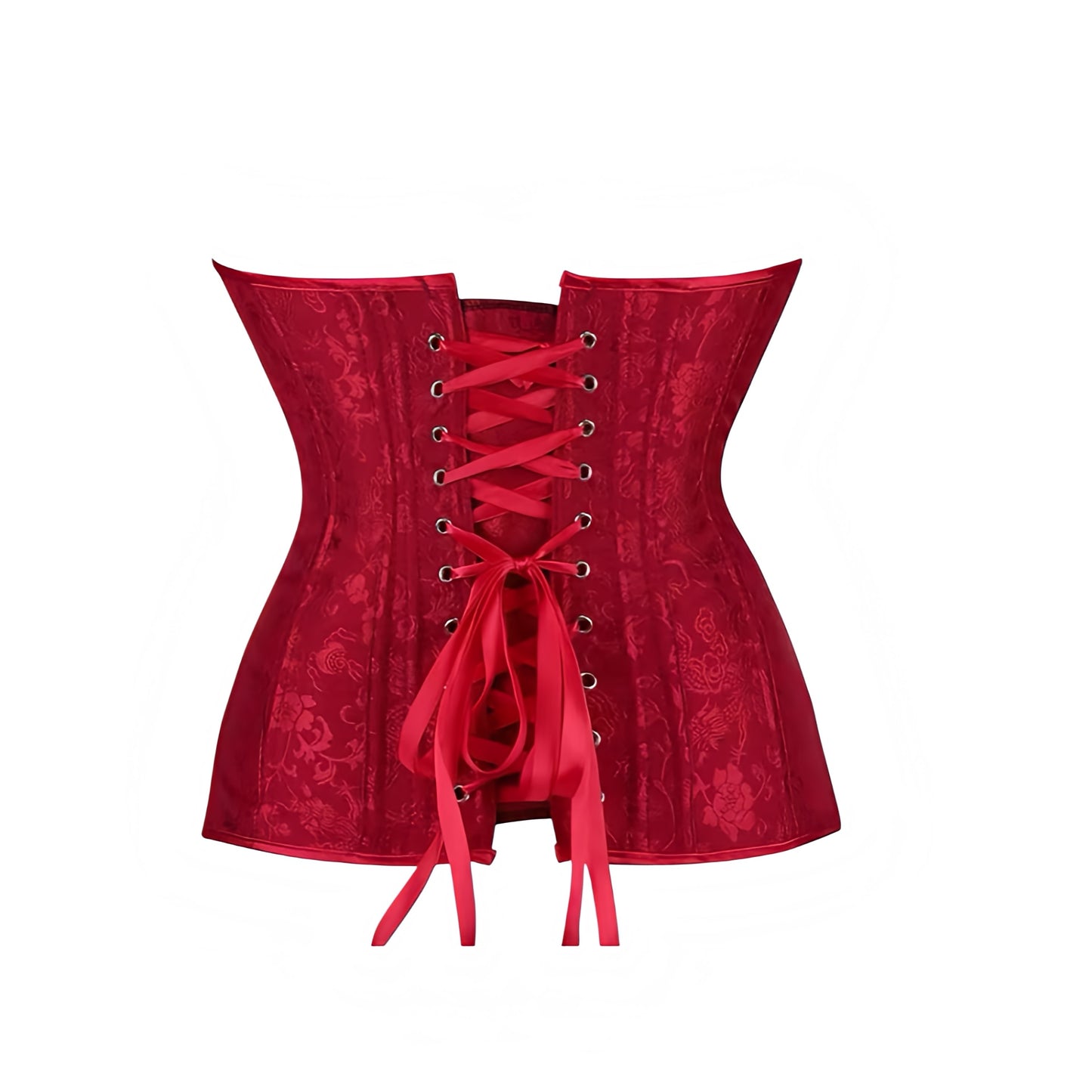 Bright red scarlet red dark red satin floral print flower patterned bodycon silhouette corset bustier split neck v neck sweetheart neckline strapless sleeveless lace up back cinched waist adjustable camisole crop tube top bra bralette intimate lingerie underwear under garments shapewear womens teens ladies spring summer fall autumn winter 2026 feminine fashion coquette y2k chic trendy vintage retro evening party night out going out sexy club wear cocktail attire rave festival ships worldwide