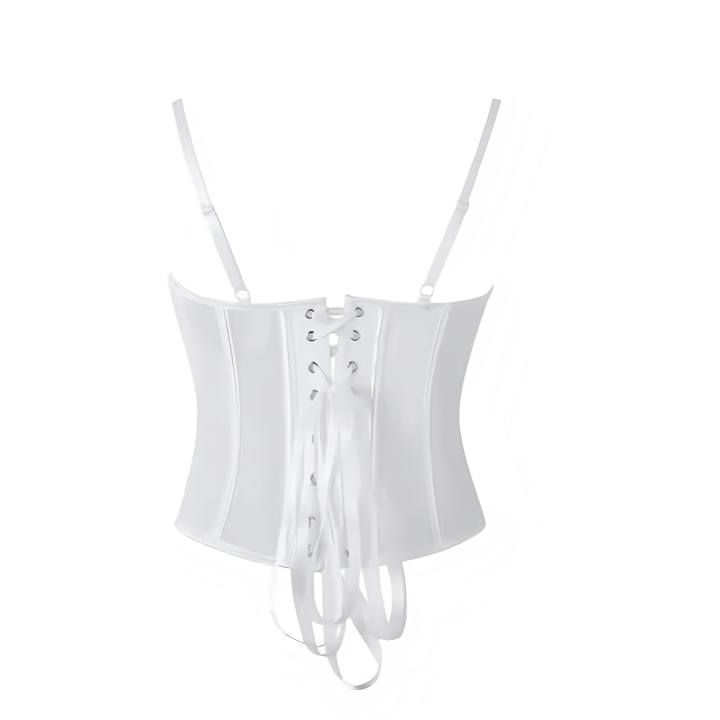 White bright white floral flower patterned lace lace trim translucent transparent mesh slim fit bodycon silhouette corset bustier underwire push up v neck sweetheart neckline spaghetti strap sleeveless lace up back cinched waist adjustable camisole crop tank top bra bralette intimate lingerie underwear under garments shapewear womens teens ladies spring summer fall autumn winter 2026 feminine fashion coquette y2k chic trendy vintage retro evening party night out going out sexy club wear ships worldwide