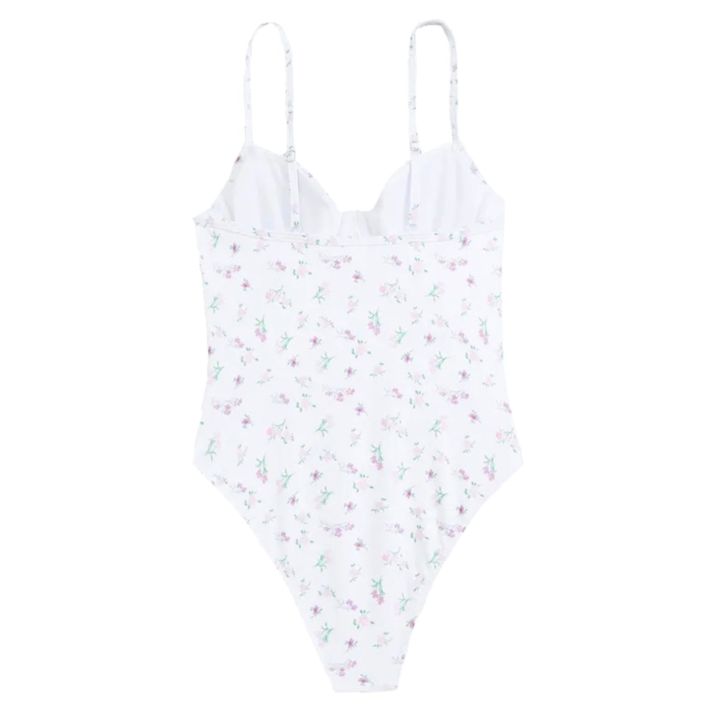 Primrose White Floral Print Underwire Spaghetti Strap One Piece Swimsuit