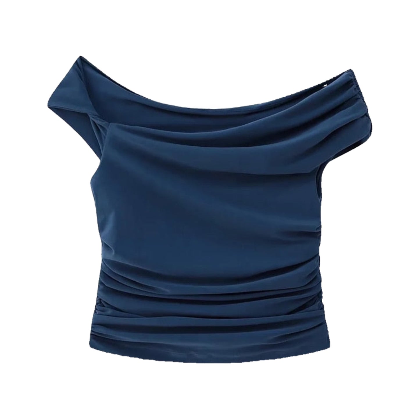 Navy Blue Off Shoulder Crop Top