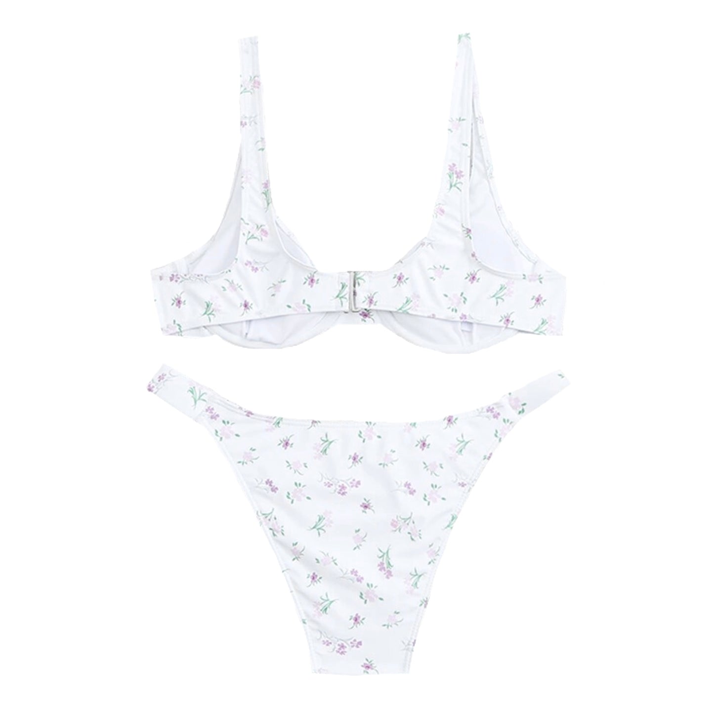 Primrose White Floral Print Underwire 2 Piece Bikini Set
