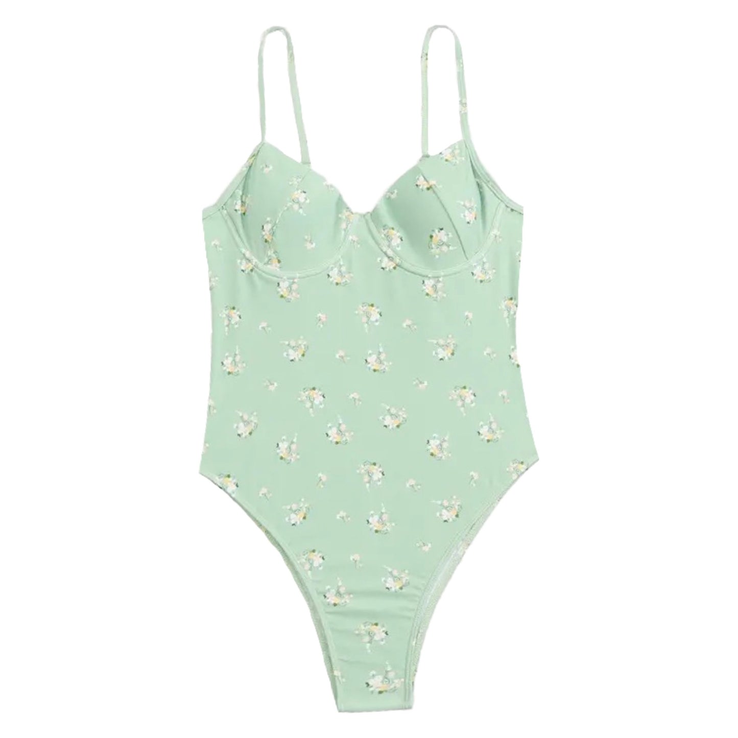 Wildflower Floral Print Underwire Spaghetti Strap One Piece Swimsuit