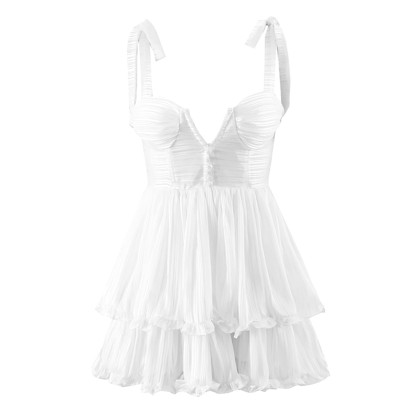 Analisa Satin Corset Spaghetti Strap Layered Ruffle Mini Dress