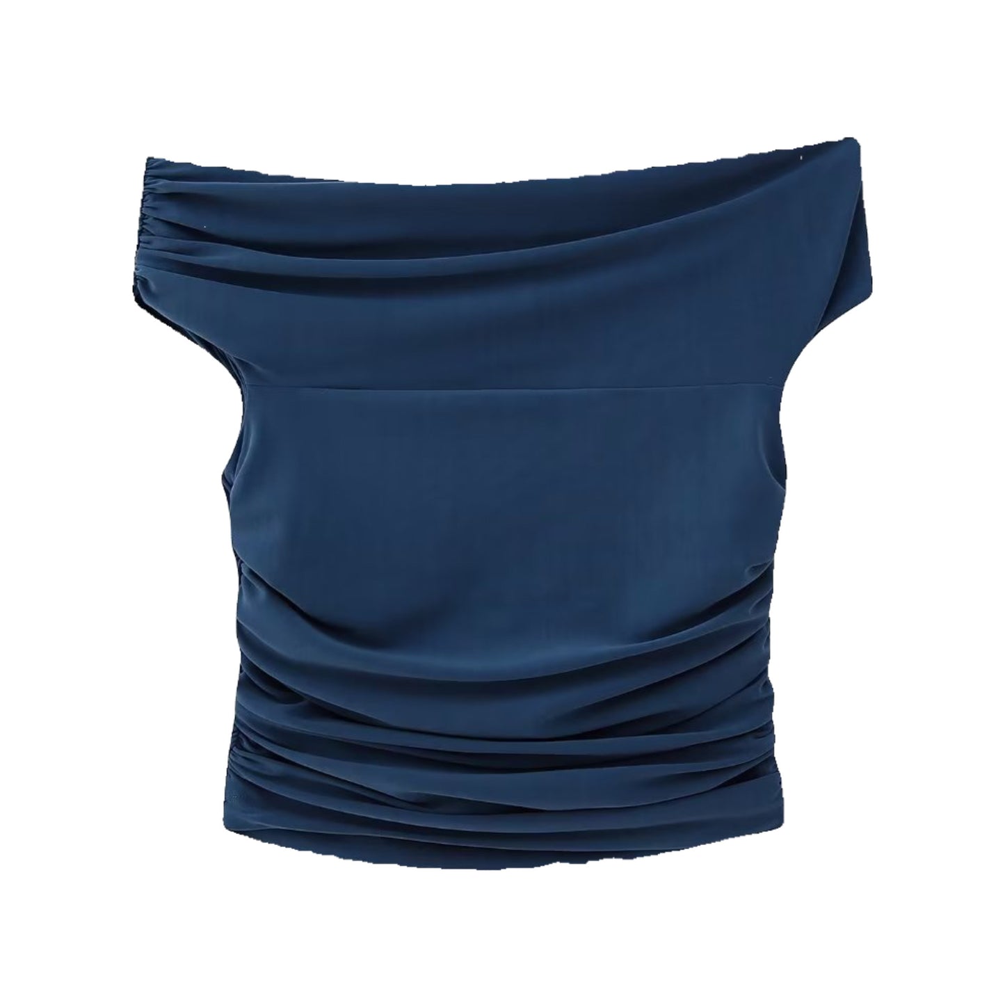 Navy Blue Off Shoulder Crop Top