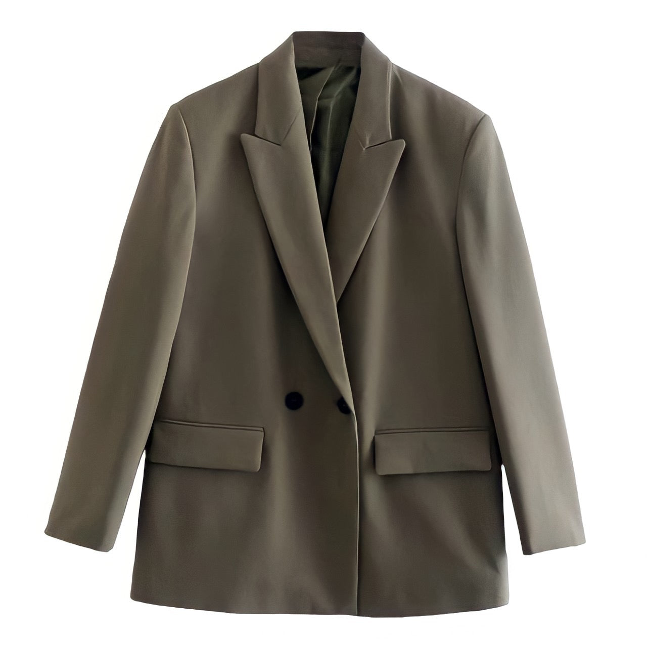 Olive Brown Long Sleeve Tailored Blazer Jacket