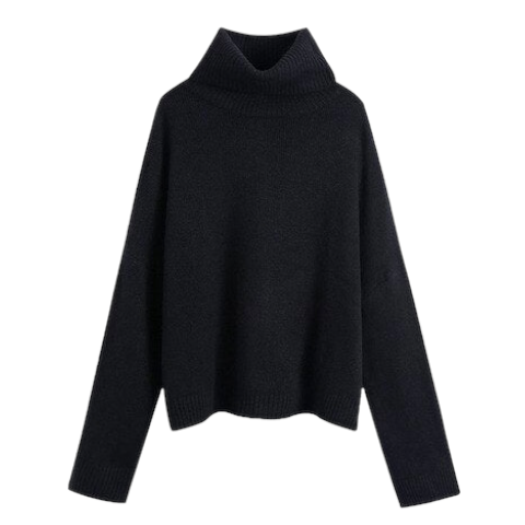 Cozy oversized sweater. Long sleeves. Fold over newest turtleneck.