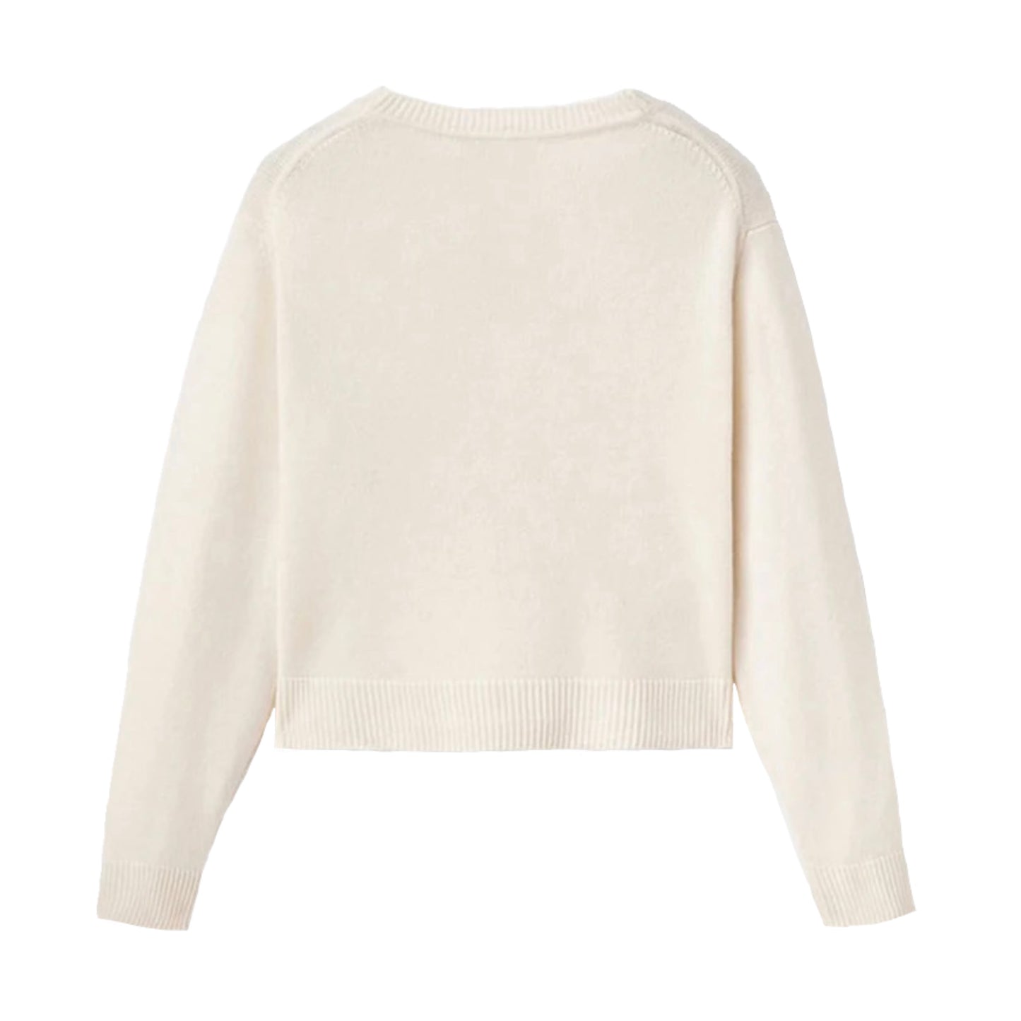Cream White Knit Gold Button Cardigan Sweater