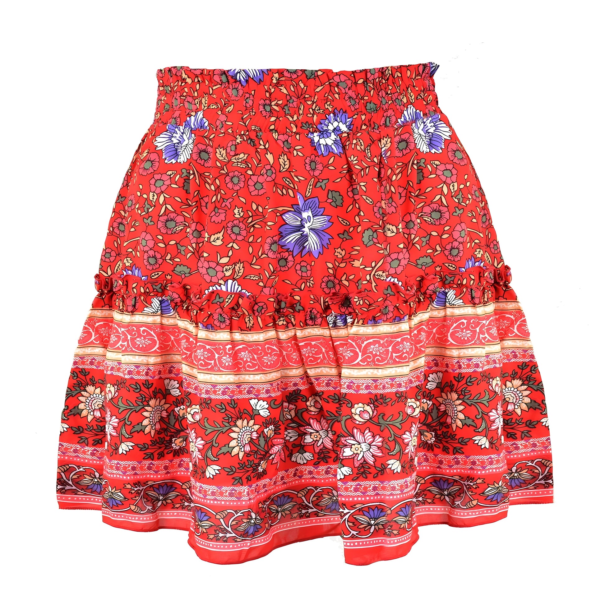 floral-print-red-pink-purple-multi-color-flower-patterned-design-skirt-mini-short-layered-ruffle-trim-high-waist-rise-flowy-spring-2024-summer-preppy-style-chic-trendy-tropical-beach-island-vacation-european-hawaiian-party-women-ladies-girls