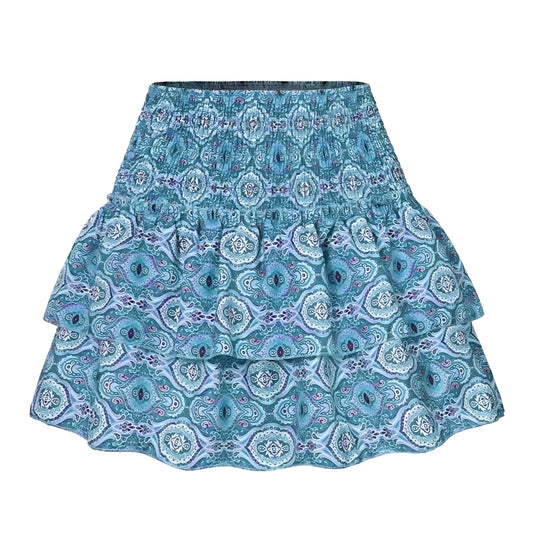 blue-turquoise-multi-color-paisley-patterned-layered-ruffle-smocked-fitted-waist-tiered-shirred-bodice-mid-high-rise-waisted-flowy-boho-tullie-tutu-mini-skirt-skort-women-ladies-chic-trendy-spring-2024-summer-casual-feminine-preppy-style-party-european-tropical-vacation-beach-wear-zara-altard-state-revolve-garage-pacsun-loveshackfancy-charo-ruiz-cb-positano