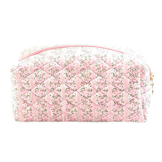 Light Pink Tiny Roses Print Makeup Bag
