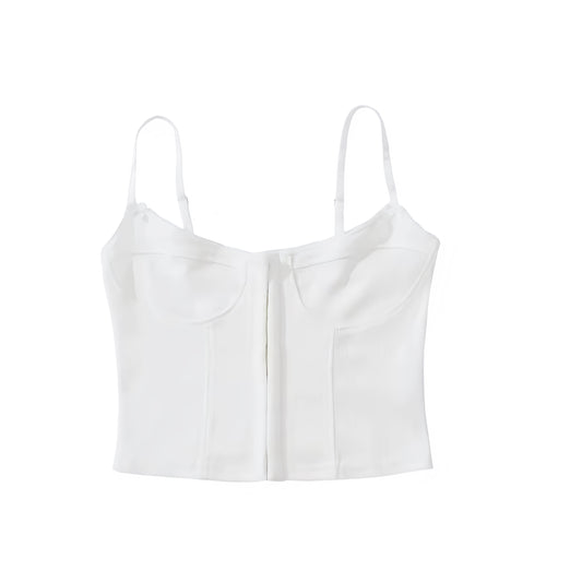 White Spaghetti Strap Corset Crop Top