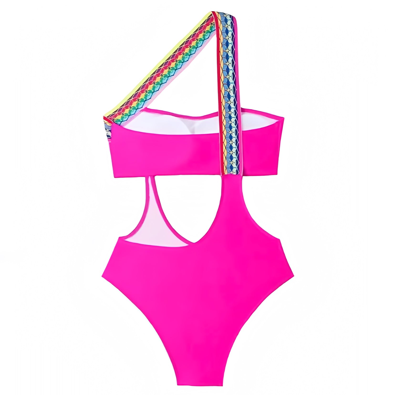 hot-bright-pink-rainbow-multi-color-striped-patterned-slim-fit-bodycon-cut-out-bandeau-cross-strap-off-shoulder-asymmetric-wireless-push-up-cheeky-thong-one-piece-swimsuit-bathing-suit-swimwear-women-ladies-girls-tweens-teens-chic-trendy-spring-2024-summer-preppy-style-feminine-cute-girlie-tropical-vacation-beach-wear-altard-state-pacsun-revolve-roller-rabbit-aviator-nation-dupe