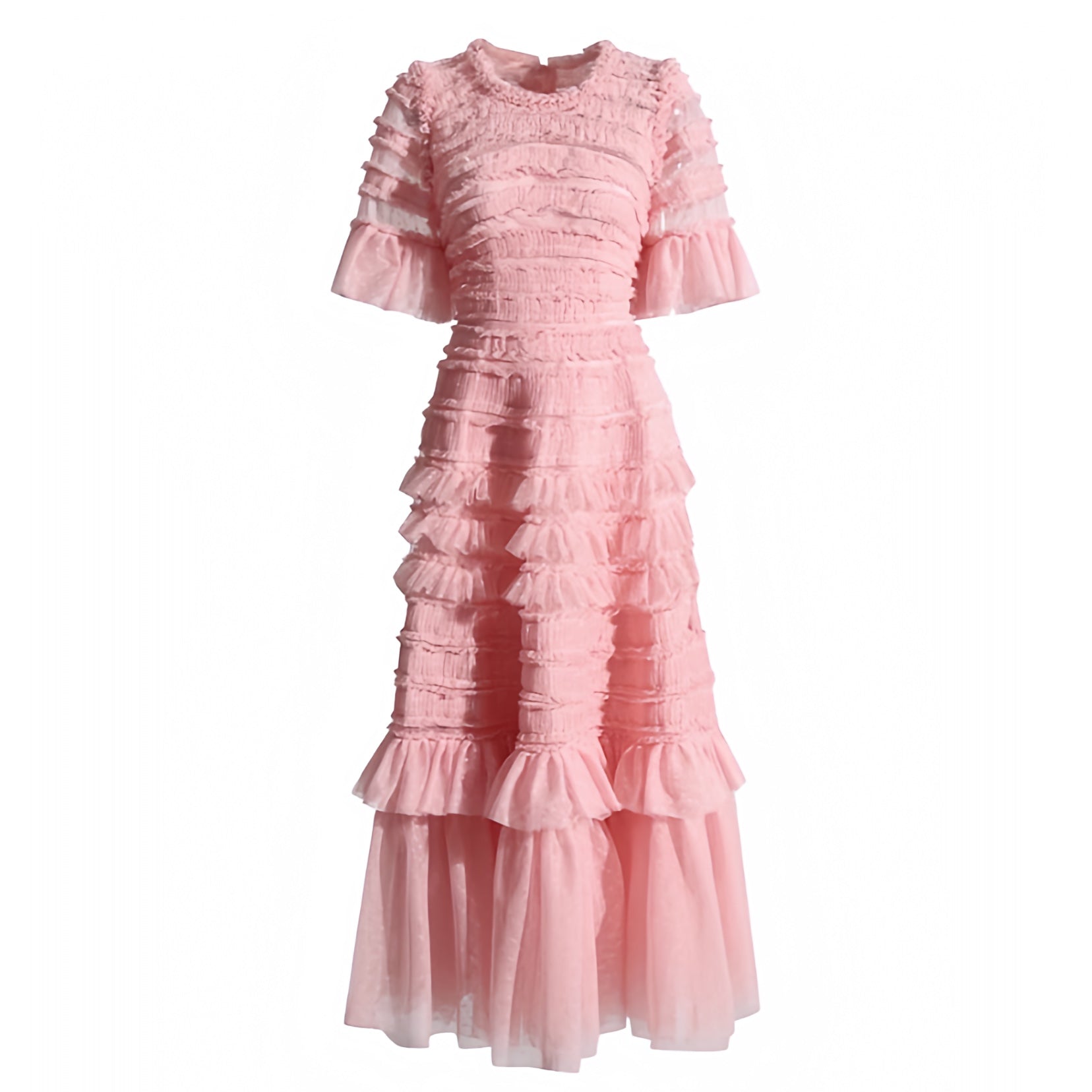 light-pink-layered-ruffle-trim-feathered-mesh-patterned-bodycon-slim-fitted-bodice-drop-waist-round-neck-short-sleeve-flowy-tiered-fit-and-flare-midi-long-maxi-dress-ball-gown-couture-women-ladies-chic-trendy-spring-2024-summer-semi-formal-elegant-classy-casual-feminine-gala-prom-debutante-wedding-guest-party-preppy-style-beach-vacation-sundress-zimmerman-revolve-loveshackfancy-dupe