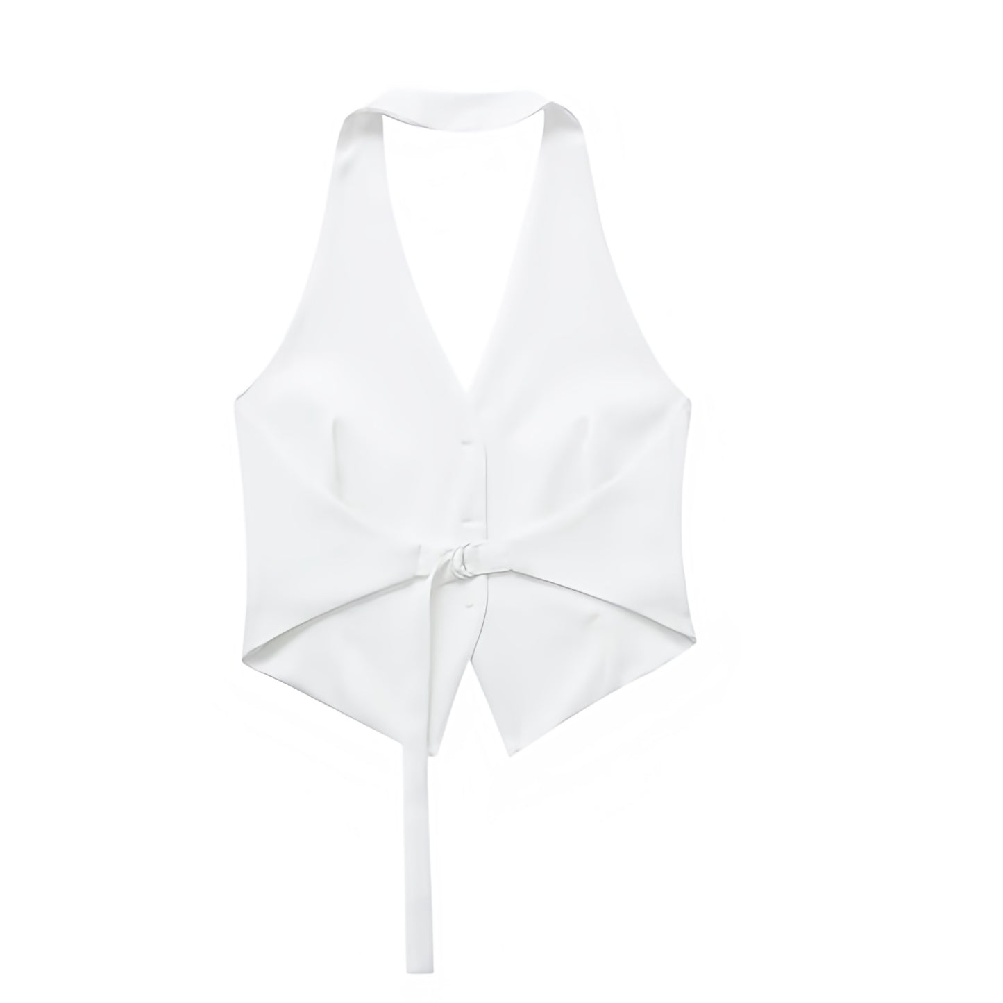 White Slim Fit Backless Halter Vest Top