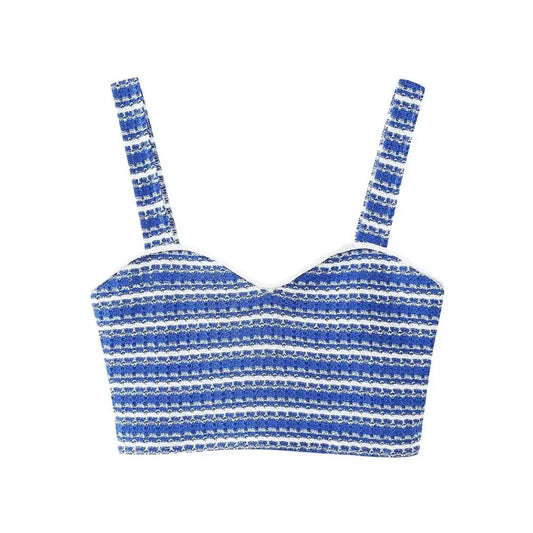 dark-royal-blue-and-white-striped-seersucker-patterned-knitted-crochet-slim-fit-corset-sleeveless-spaghetti-strap-sweetheart-neckline-crop-tank-top-blouse-women-ladies-chic-trendy-spring-2024-summer-elegant-casual-feminine-preppy-style-coastal-granddaughter-beach-wear-european-greece-vacation-mamma-mia-zara-urban-outfitters-pacsun