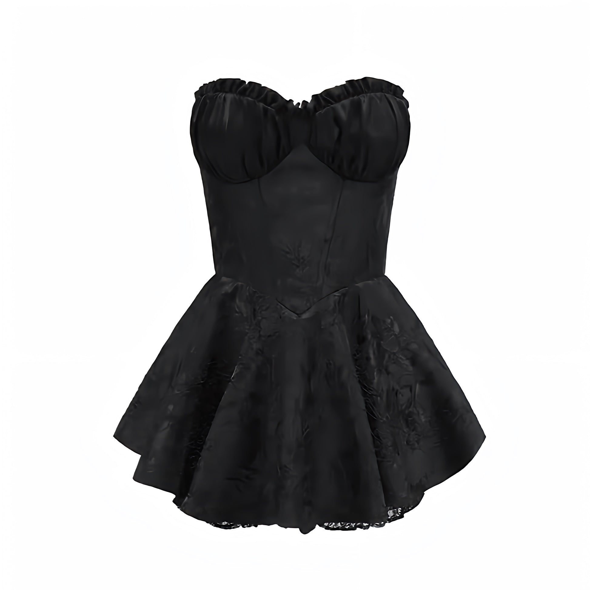 Black Satin Floral Lace Corset Bustier Drop Waist Strapless Mini Dress Dazey Hill Black Satin Floral Lace Corset Bustier Drop Waist Strapless Mini Dress Dazey Hill