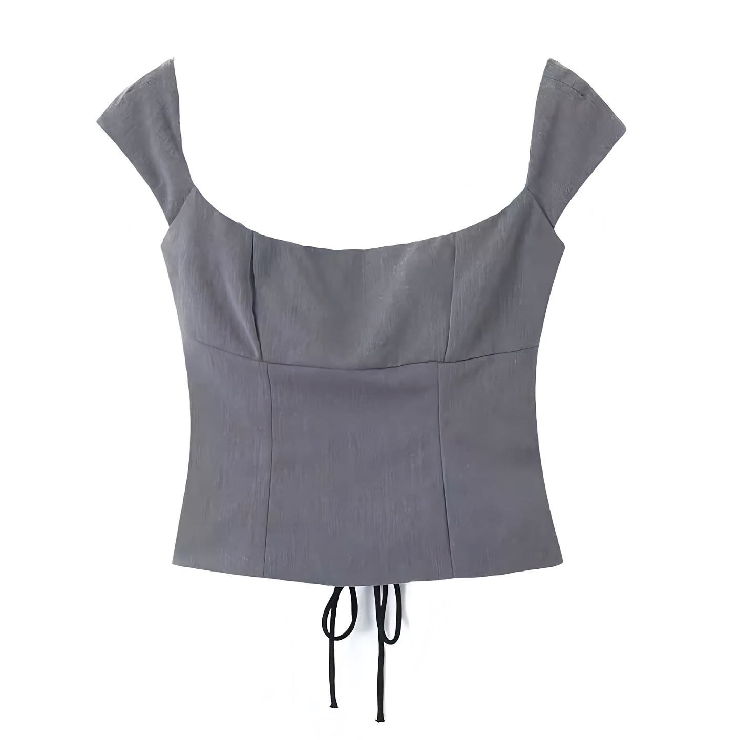 Dark Grey Short Sleeve Corset Crop Top