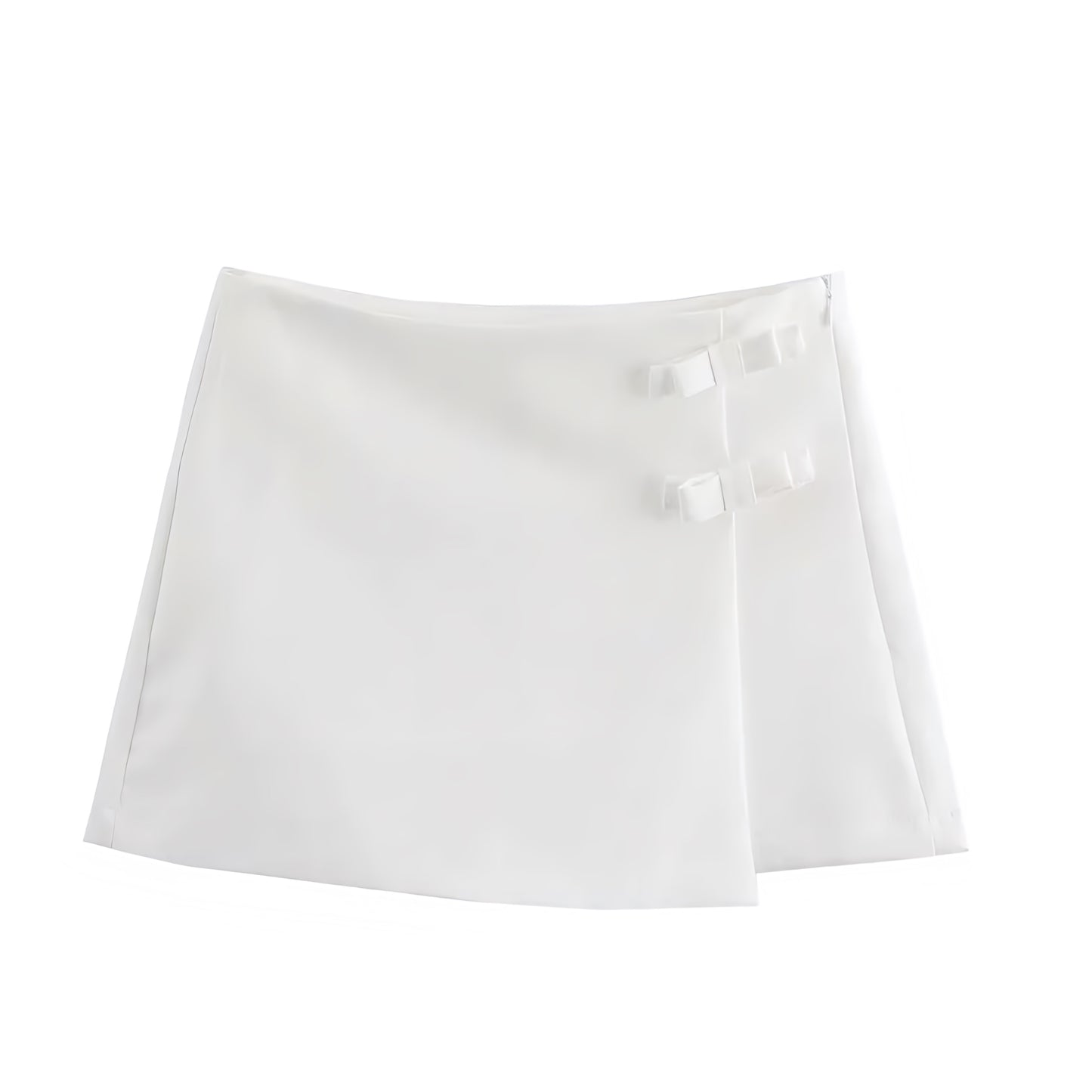 White Bow Low-Rise Mini Pencil Skort