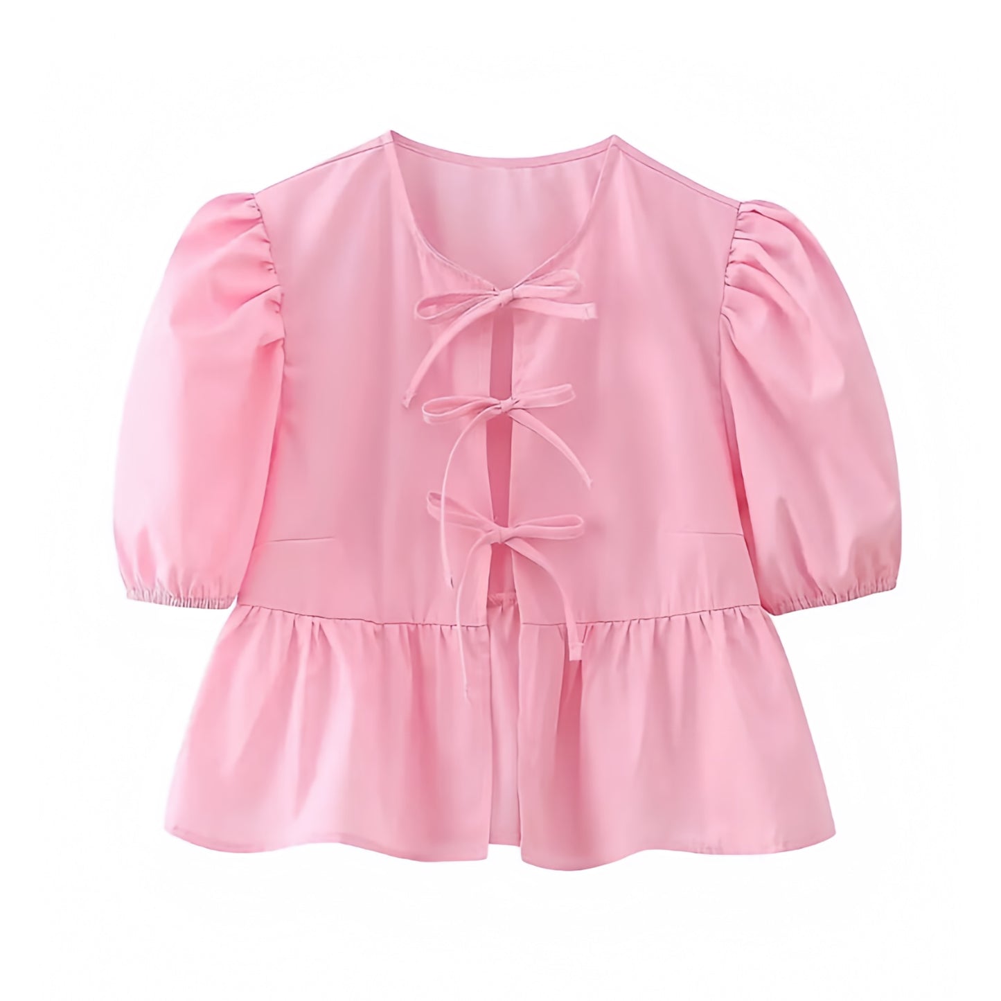 light-pink-bow-lace-up-round-neck-cut-out-ruffled-short-puff-sleeve-loose-fit-oversized-linen-crop-camisole-top-blouse-t-shirt-baby-tee-women-ladies-chic-trendy-spring-2024-summer-elegant-casual-feminine-preppy-style-coquette-dollette-pilates-princess-ballet-core-style-zara-revolve-aritzia-urban-outfitters-brandy-melville-pacsun-garage-altard-state