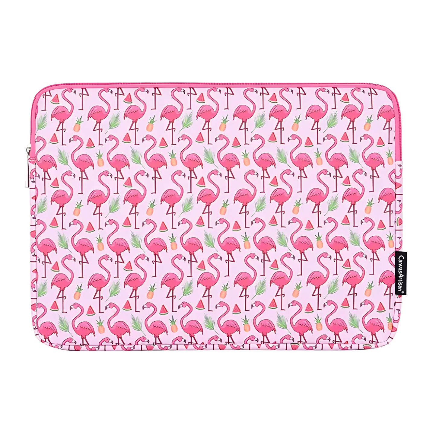 Pink Flamingo Print Makeup Bag