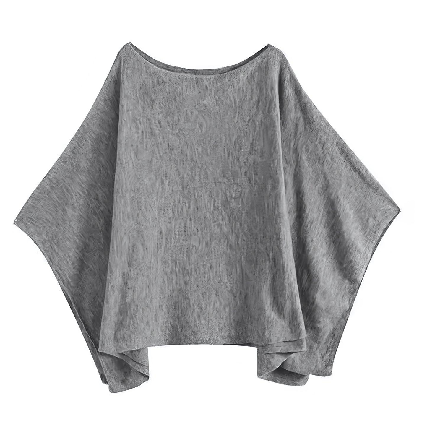 Light Grey Knit Asymmetric Oversized Slouched Batwing Long Sleeve Pullover Cape Sweater