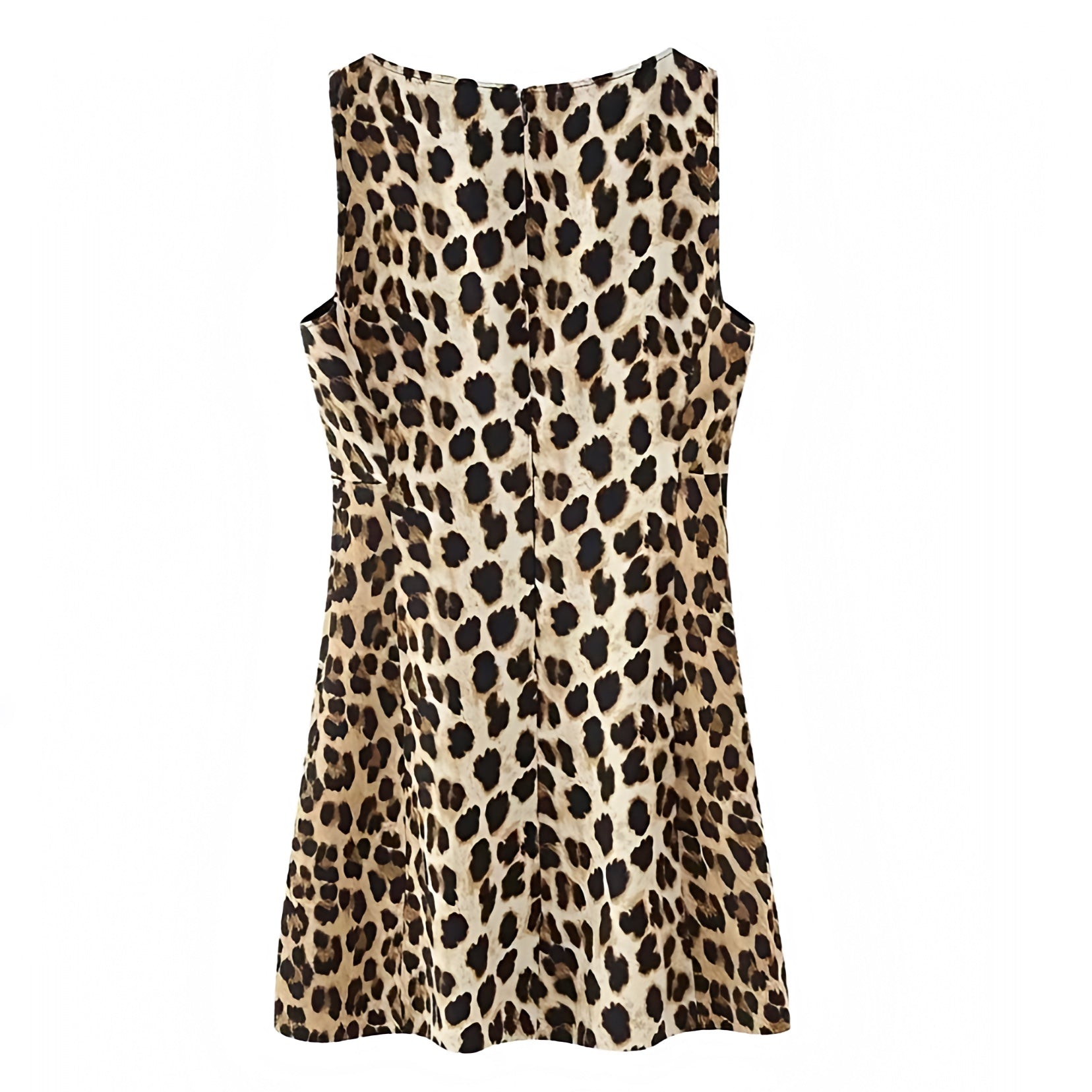 Leopard Print Slim Fit Bodycon Sleeveless Boat Neck Mini Dress