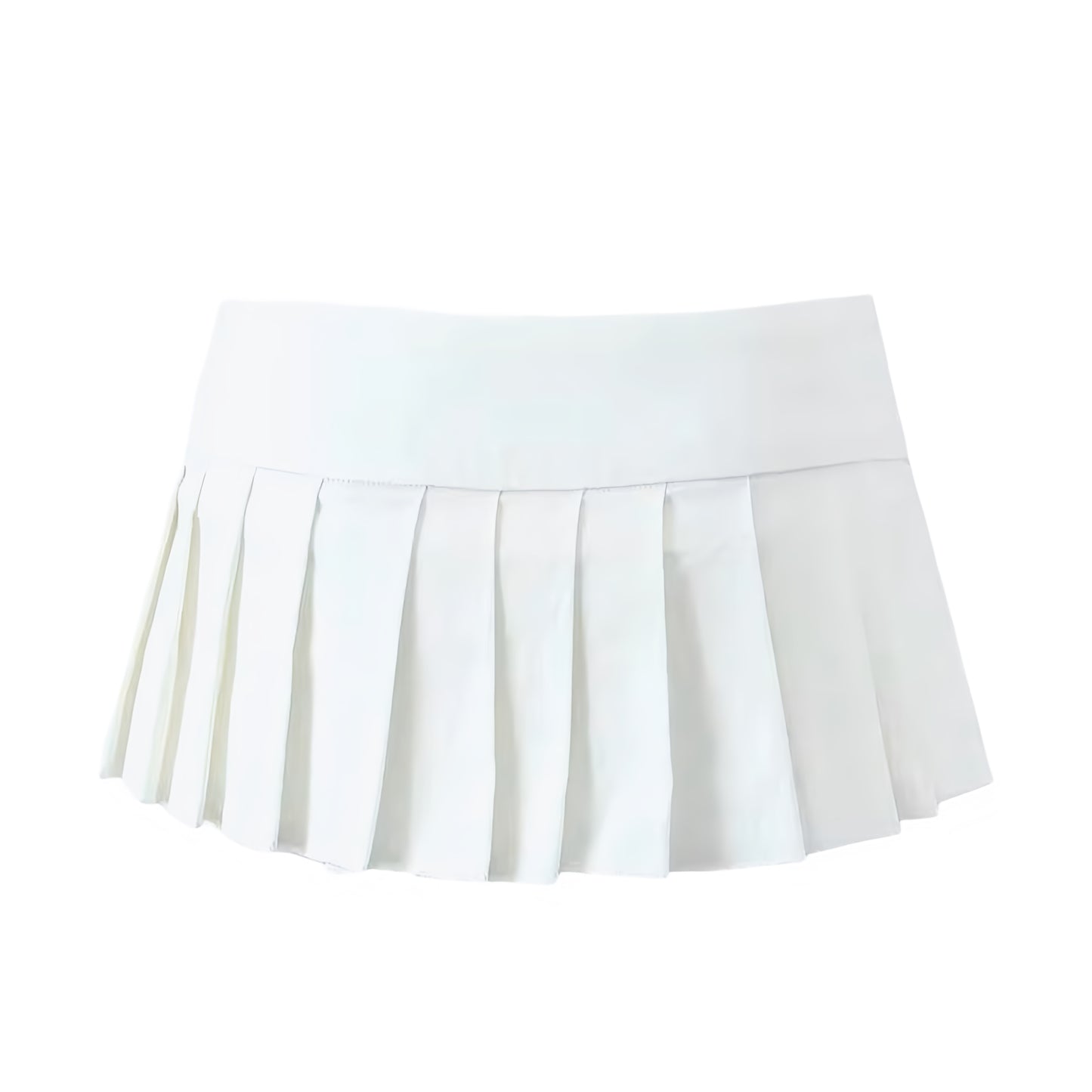 White Button-Down Pleated Low-Rise Mini Skirt