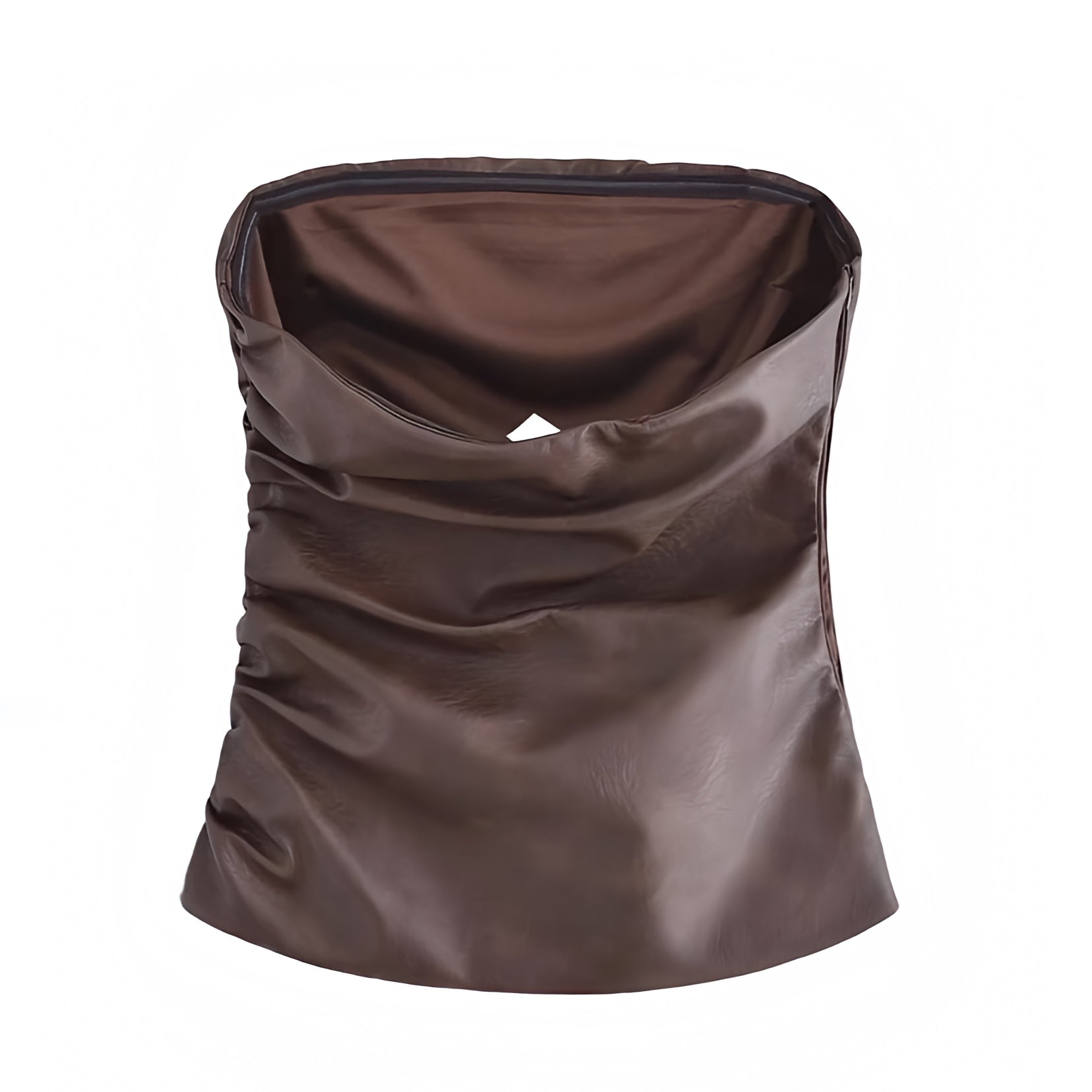 dark-chocolate-brown-faux-leather-slim-fit-bodycon-corset-bustier-ruched-strapless-bandeau-sleeveless-crop-camisole-tank-tube-top-blouse-women-ladies-chic-trendy-spring-2024-summer-elegant-casual-semi-formal-classy-feminine-party-date-night-out-sexy-club-wear-y2k-90s-minimalist-office-siren-style-zara-revolve-aritzia-white-fox-princess-polly-babyboo-iamgia-edikted