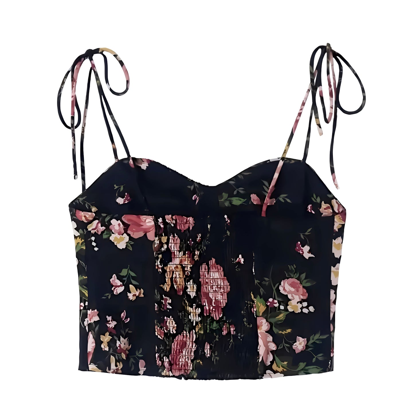 floral-print-black-pink-multi-color-rose-flower-patterned-slim-fit-corset-bustier-spaghetti-strap-sleeveless-backless-open-back-crop-cami-tank-top-blouse-spring-2024-summer-chic-women-ladies-elegant-casual-classy-feminine-semi-formal-preppy-style-zara-revolve-princess-polly-altard-state-edikted-urban-outfitters-brandy-melville