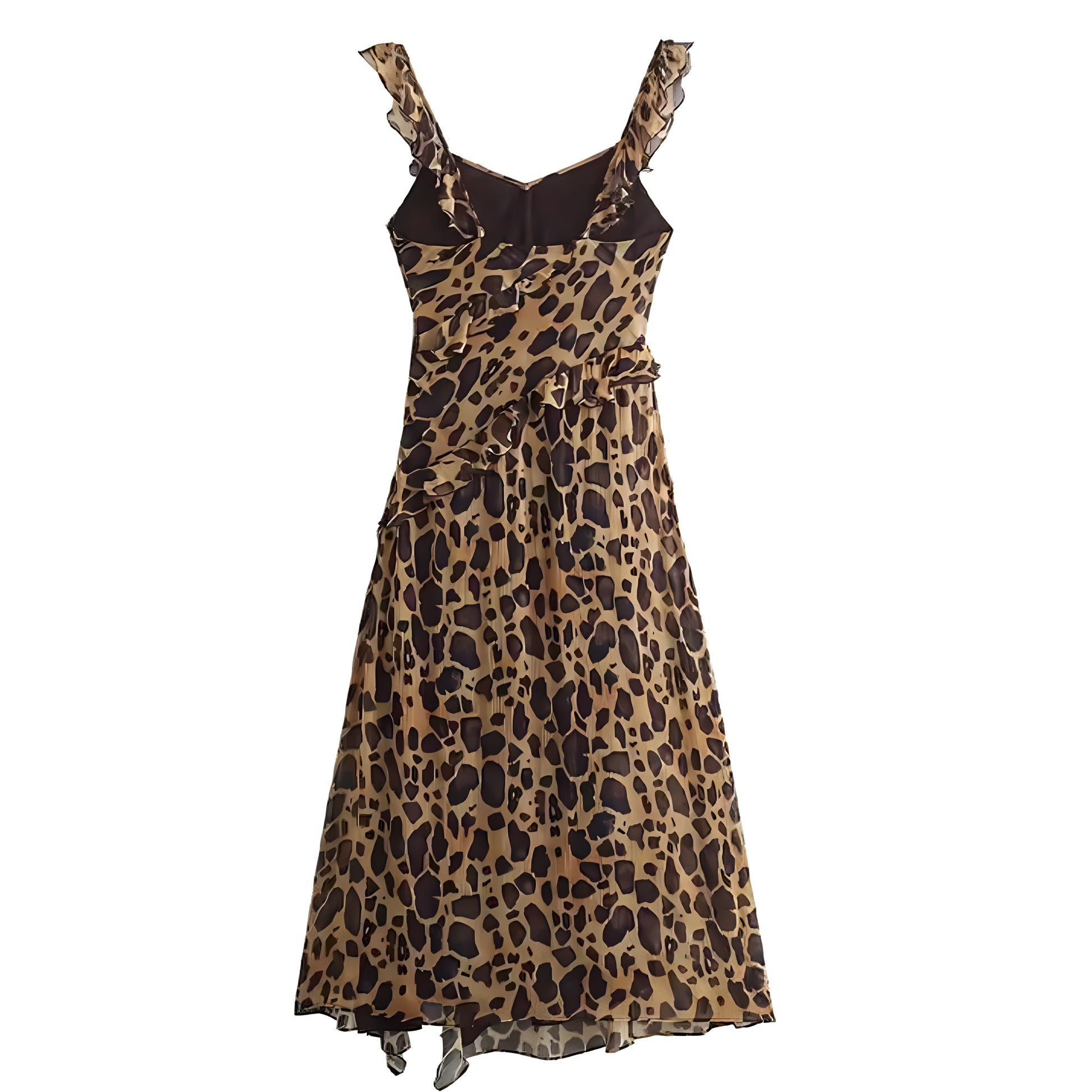 Leopard Print Bodycon Layered Ruffle Trim Spaghetti Strap Maxi Dress Dazey Hill Leopard Print Bodycon Layered Ruffle Trim Spaghetti Strap Maxi Dress Dazey Hill