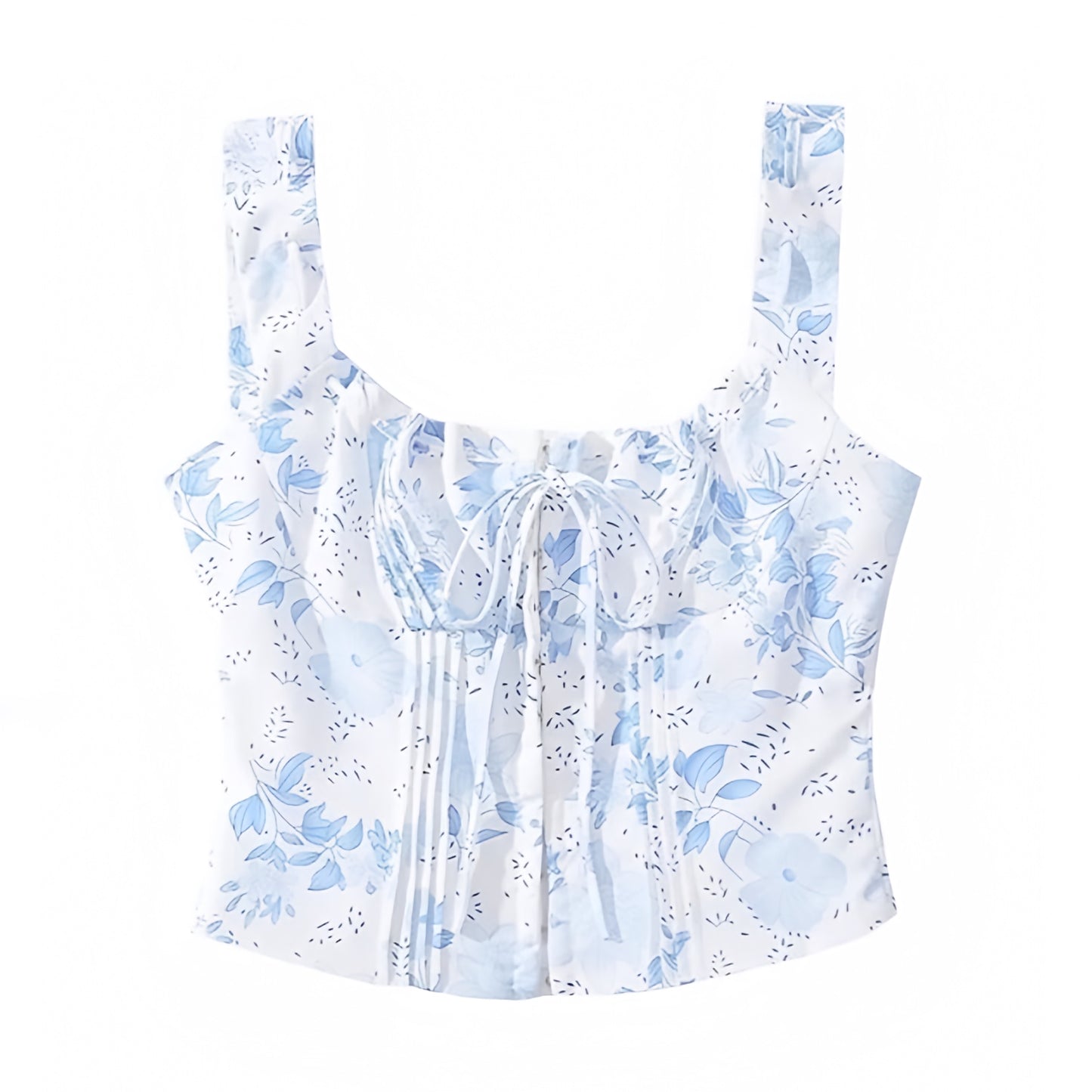 floral-print-light-blue-and-white-multi-color-flower-patterned-slim-fit-bodycon-corset-bustier-bow-string-tie-spaghetti-strap-sleeveless-square-neckline-backless-open-back-full-length-hip-crop-camisole-tank-top-blouse-shirt-women-ladies-teens-tweens-chic-trendy-spring-2024-summer-elgeant-casual-feminine-preppy-style-coquette-coastal-granddaughter-grandmillennial-beach-wear-vacation-tops-altard-state-zara-loveshackfancy-aritzia-revolve-princess-polly-urban-outfitters-dupe