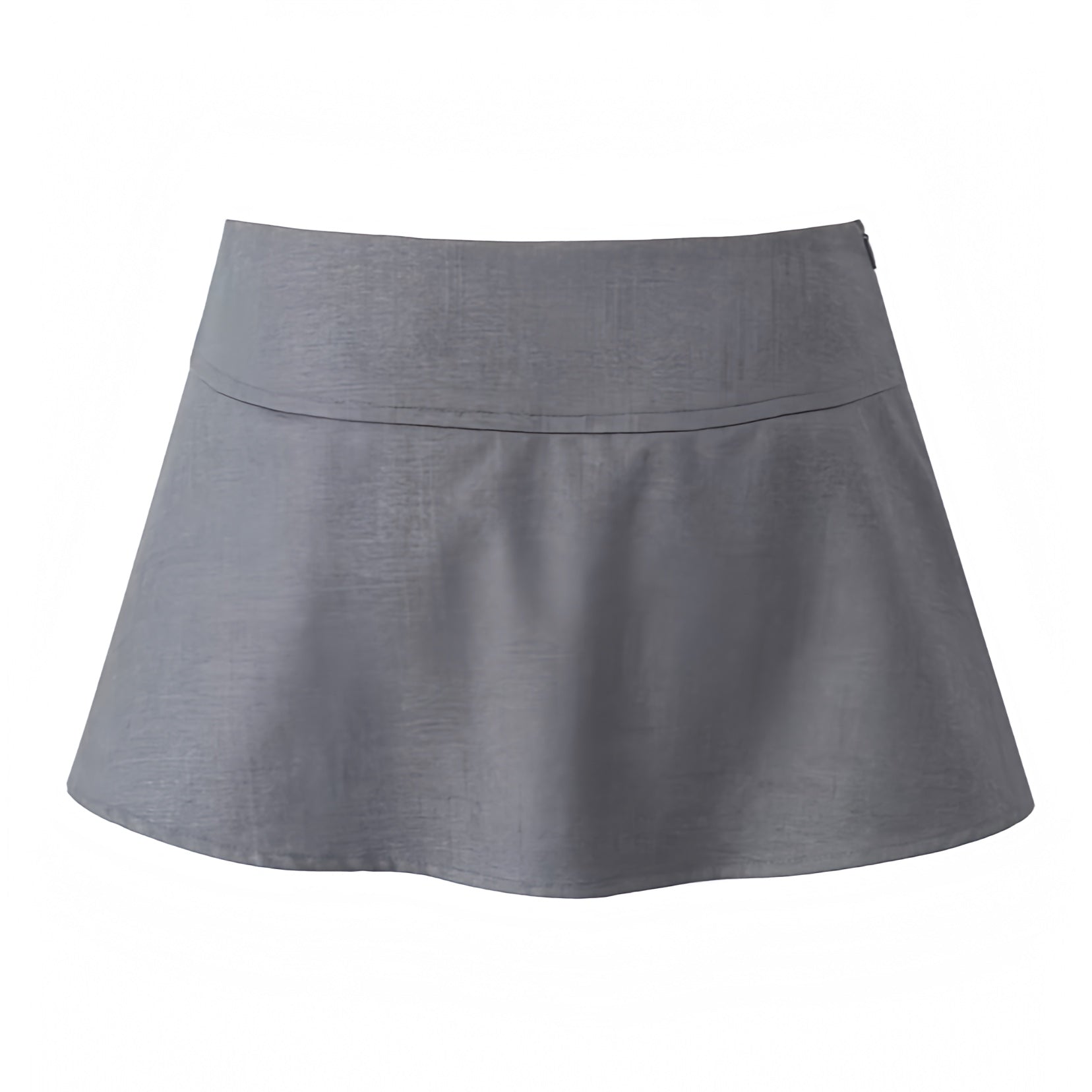Women’s Dark Grey Bows Slim Fit Pleated Low Rise Slit Mini Skirt