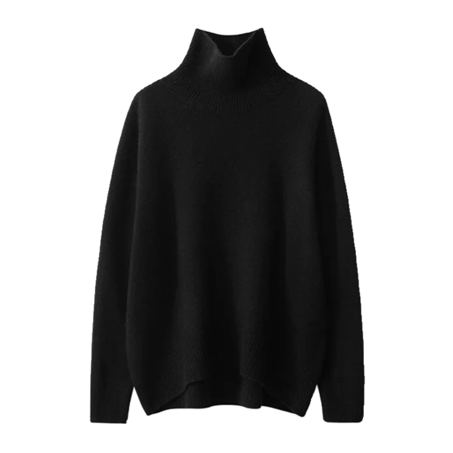 Black Knit Turtleneck Oversized Pull Over Sweater