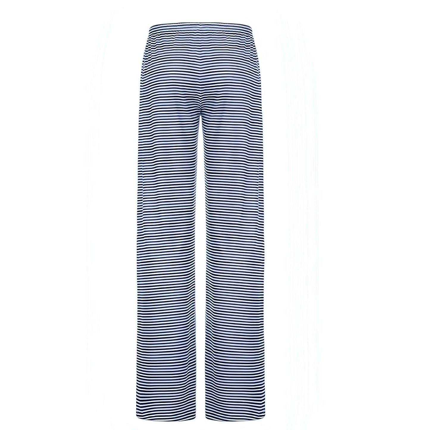 Navy Blue & White Striped Low-Rise Slim Fit Flared Drawstring Pants