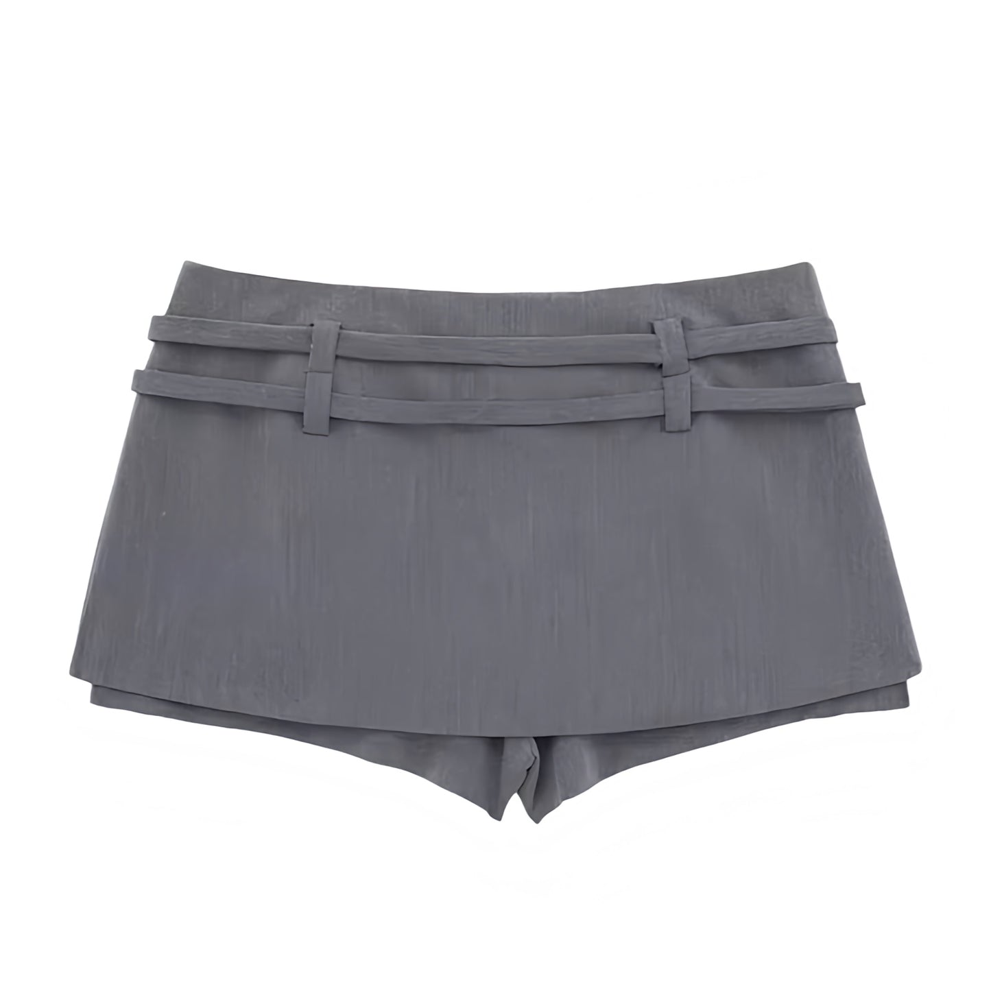 Dark Grey Low-Rise Mini Skort With Belt