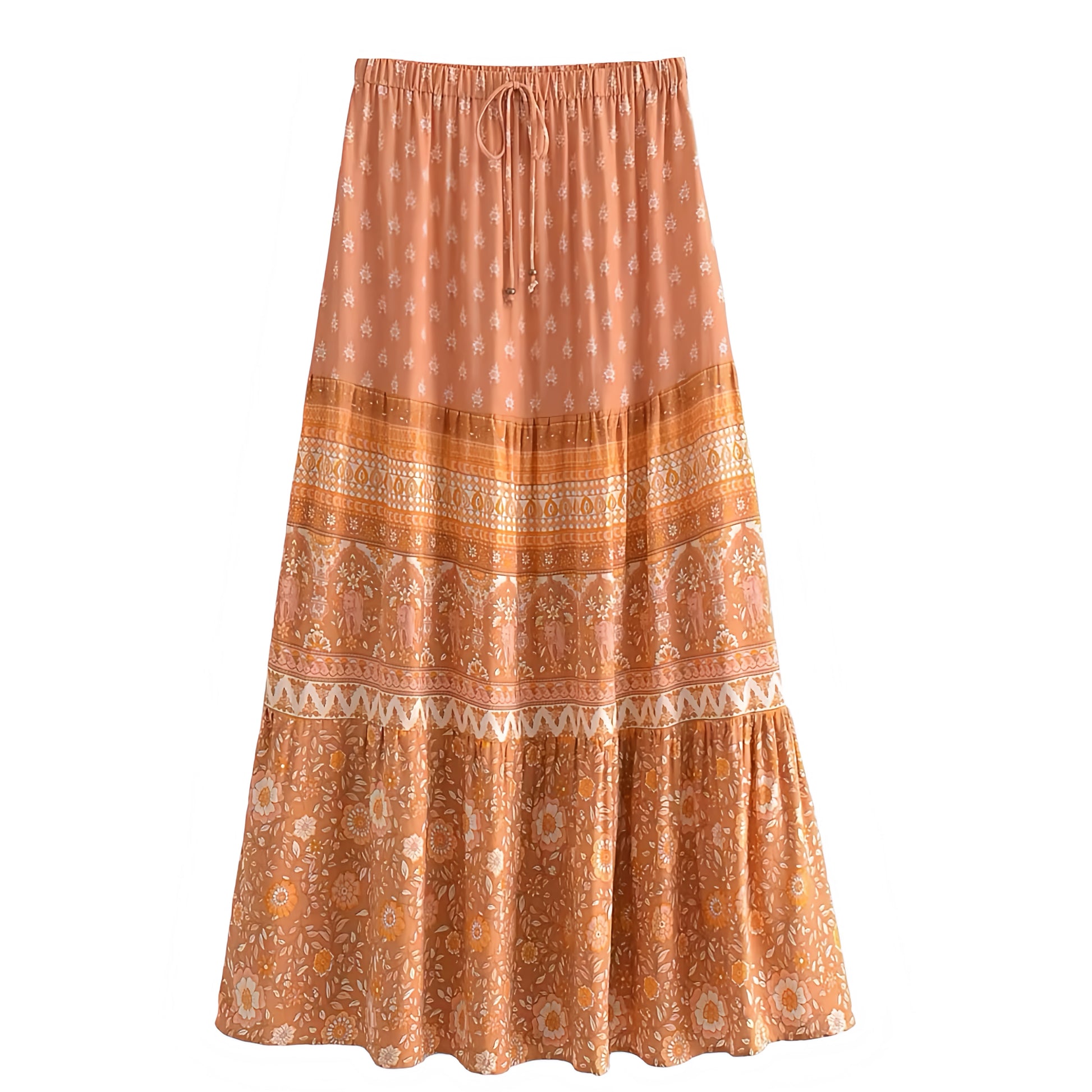 floral-print-orange-multicolor-flower-geometric-striped-patterned-slim-fit-low-mid-rise-waisted-draw-string-fitted-waist-tiered-linen-flowy-boho-bohemian-hippie-midi-long-maxi-skirt-women-ladies-chic-trendy-spring-2025-summer-casual-feminine-semi-formal-preppy-style-tropical-vacation-beach-wear-australia-international-shipping