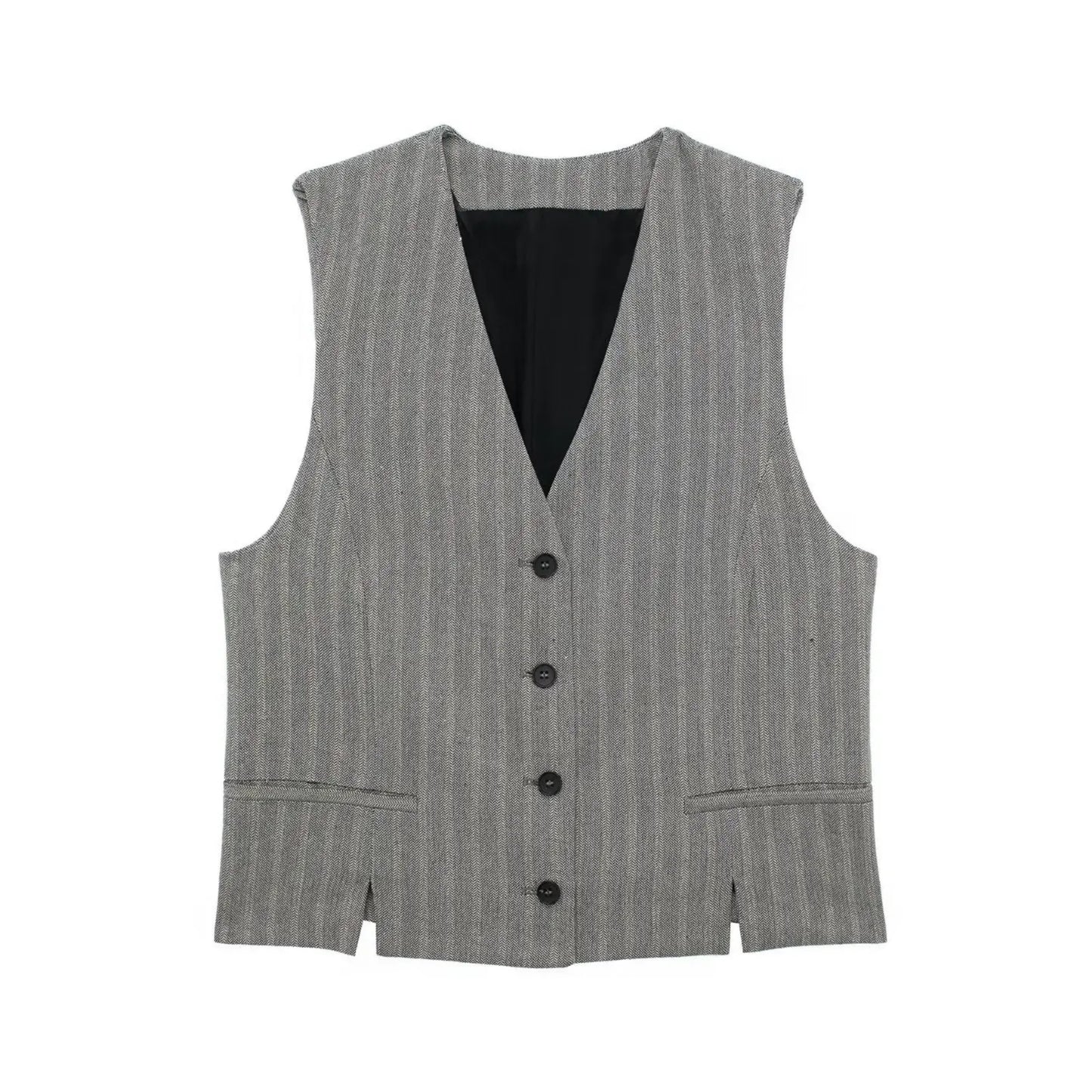 Light Gray Pinstripe Button Up Vest