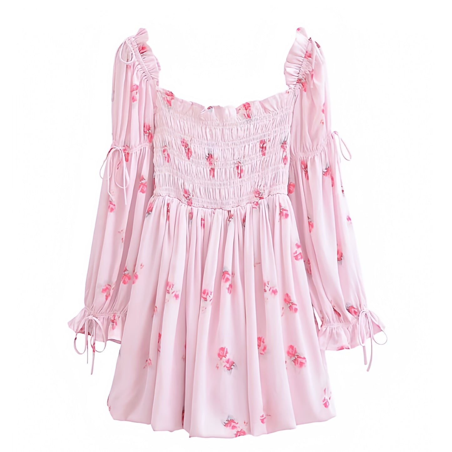 floral-print-light-pink-multi-color-flower-patterned-slim-smocked-bodycon-fitted-bodice-drop-waist-ruffle-trim-fit-and-flare-long-puff-sleeve-sweetheart-neckline-tiered-boho-bohemian-flowy-linen-short-mini-dress-gown-women-ladies-teens-tweens-chic-trendy-spring-2024-summer-elegant-casual-semi-formal-feminine-preppy-style-prom-homecoming-hoco-wedding-guest-party-graduation-beach-vacation-sundress-dresses-altard-state-loveshackfancy-revolve-lulus-hello-molly-dupe