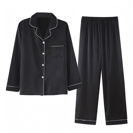 black-and-white-lined-contrast-satin-silk-linen-cotton-pajama-set-long-sleeve-button-down-v-neck-top-shirt-bottoms-pants-mid-low-rise-lounge-wear-pjs-light-weight-soft-comfy-cozy-women-ladies-chic-trendy-spring-2024-summer-elegant-classy-feminine-european-preppy-style-eber-jey-dupe-victorias-secret