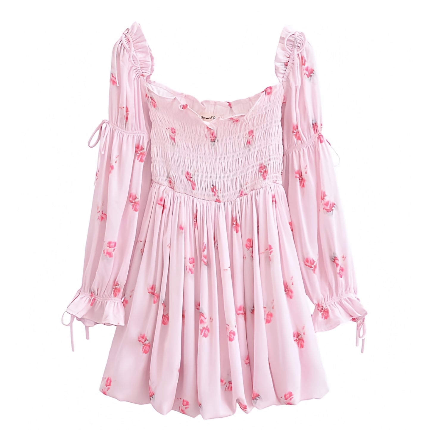 floral-print-light-pink-multi-color-flower-patterned-slim-smocked-bodycon-fitted-bodice-drop-waist-ruffle-trim-fit-and-flare-long-puff-sleeve-sweetheart-neckline-tiered-boho-bohemian-flowy-linen-short-mini-dress-gown-women-ladies-teens-tweens-chic-trendy-spring-2024-summer-elegant-casual-semi-formal-feminine-preppy-style-prom-homecoming-hoco-wedding-guest-party-graduation-beach-vacation-sundress-dresses-altard-state-loveshackfancy-revolve-lulus-hello-molly-dupe