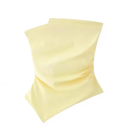 Yellow Slim Fit Asymmetric Strapless Tube Top