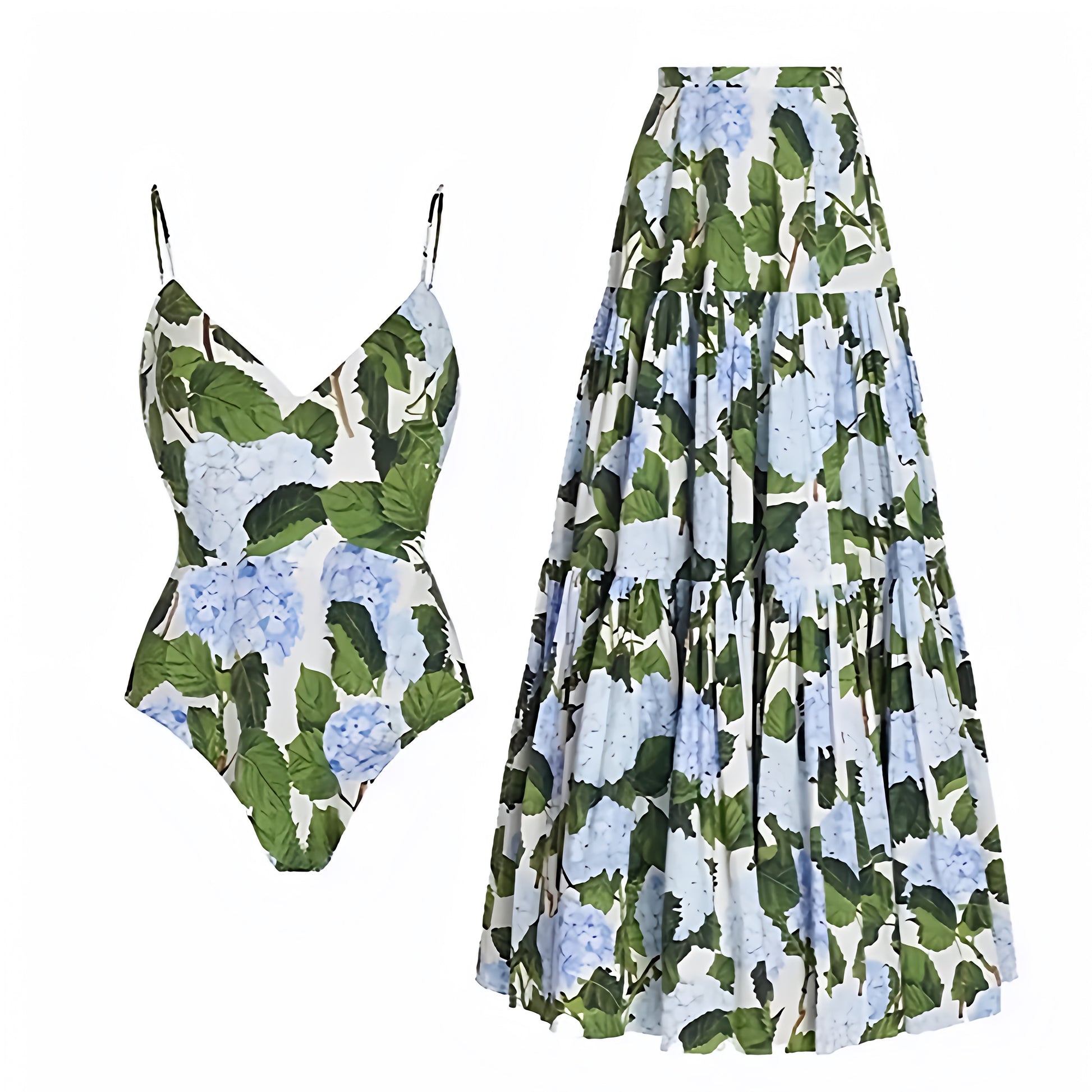 Sagaponack Light Blue Floral Print One Piece Swimsuit & Cover Skirt Dazey Hill Sagaponack Light Blue Floral Print One Piece Swimsuit & Cover Skirt Dazey Hill